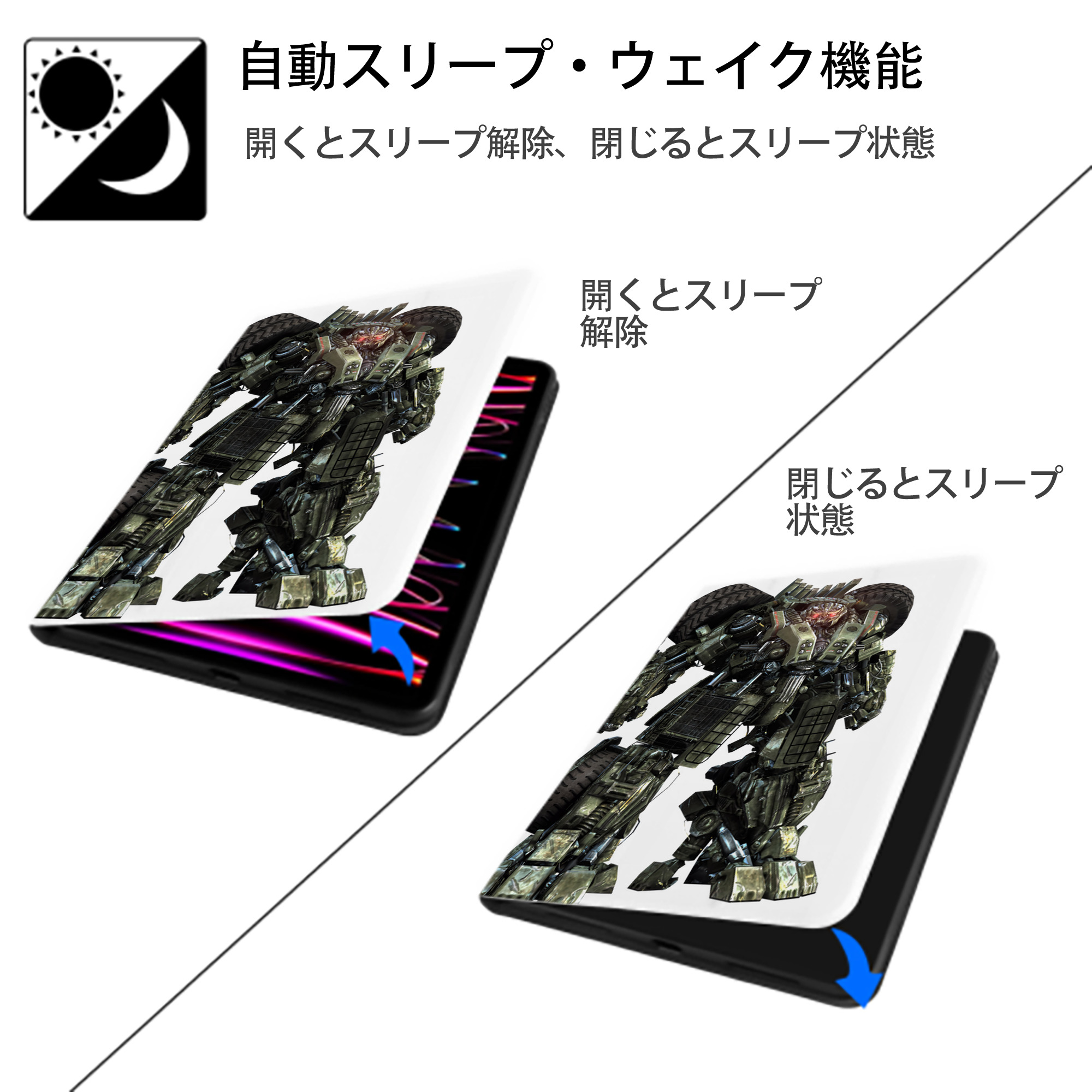 Transformers トランスフォーマー IPad ケース ペン収納付き 三つ折りスタンド PUレザー×シリコン 対応機種9.5/10.5/10.9インチ