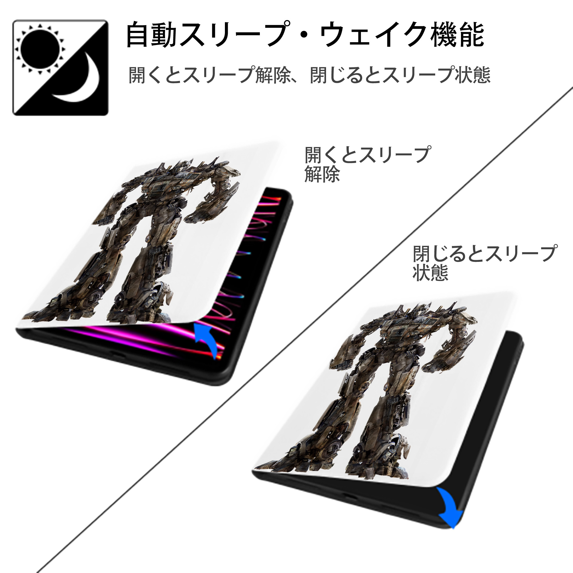 Transformers トランスフォーマー IPad ケース ペン収納付き 三つ折りスタンド PUレザー×シリコン 対応機種9.5/10.5/10.9インチ