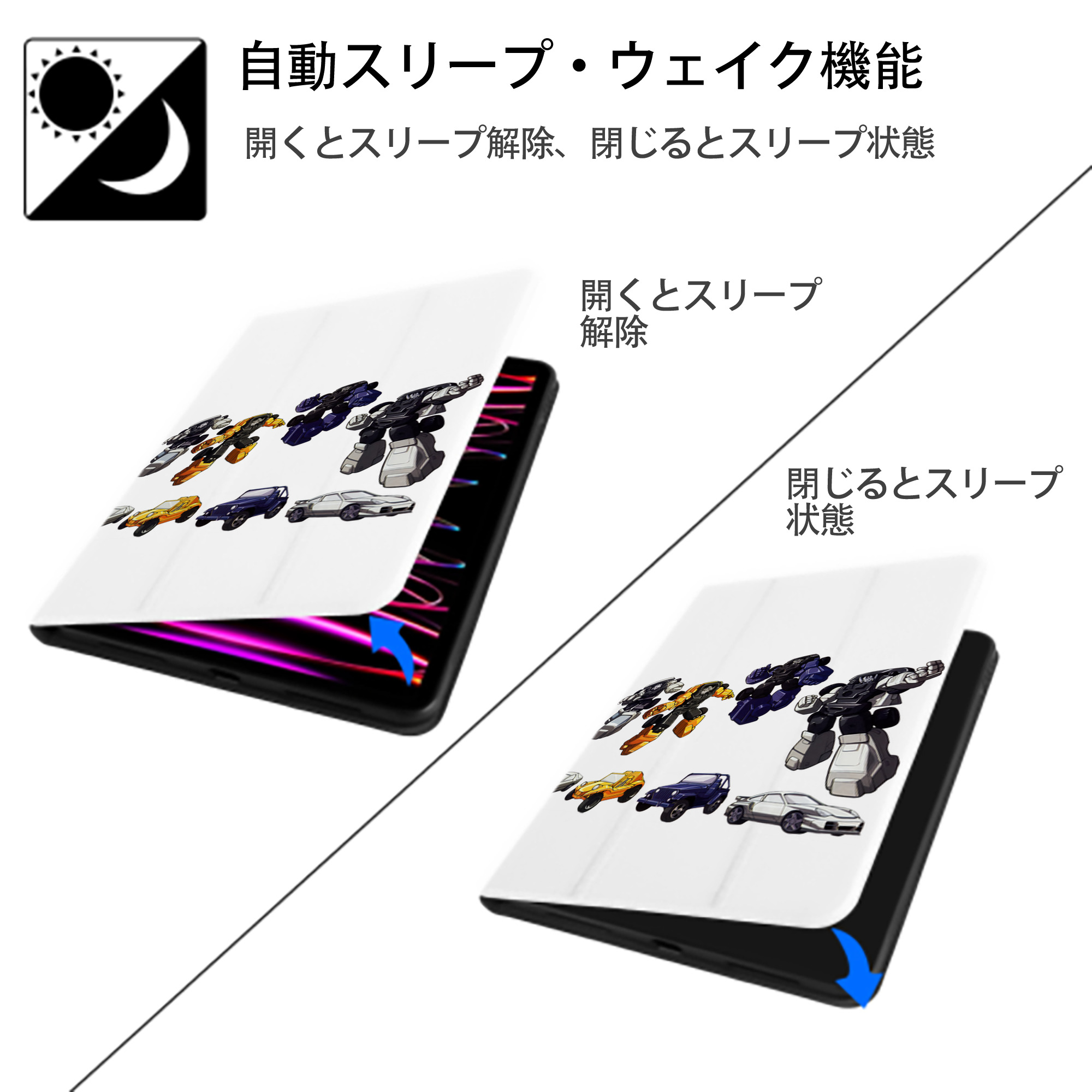 Transformers トランスフォーマー IPad ケース ペン収納付き 三つ折りスタンド PUレザー×シリコン 対応機種9.5/10.5/10.9インチ