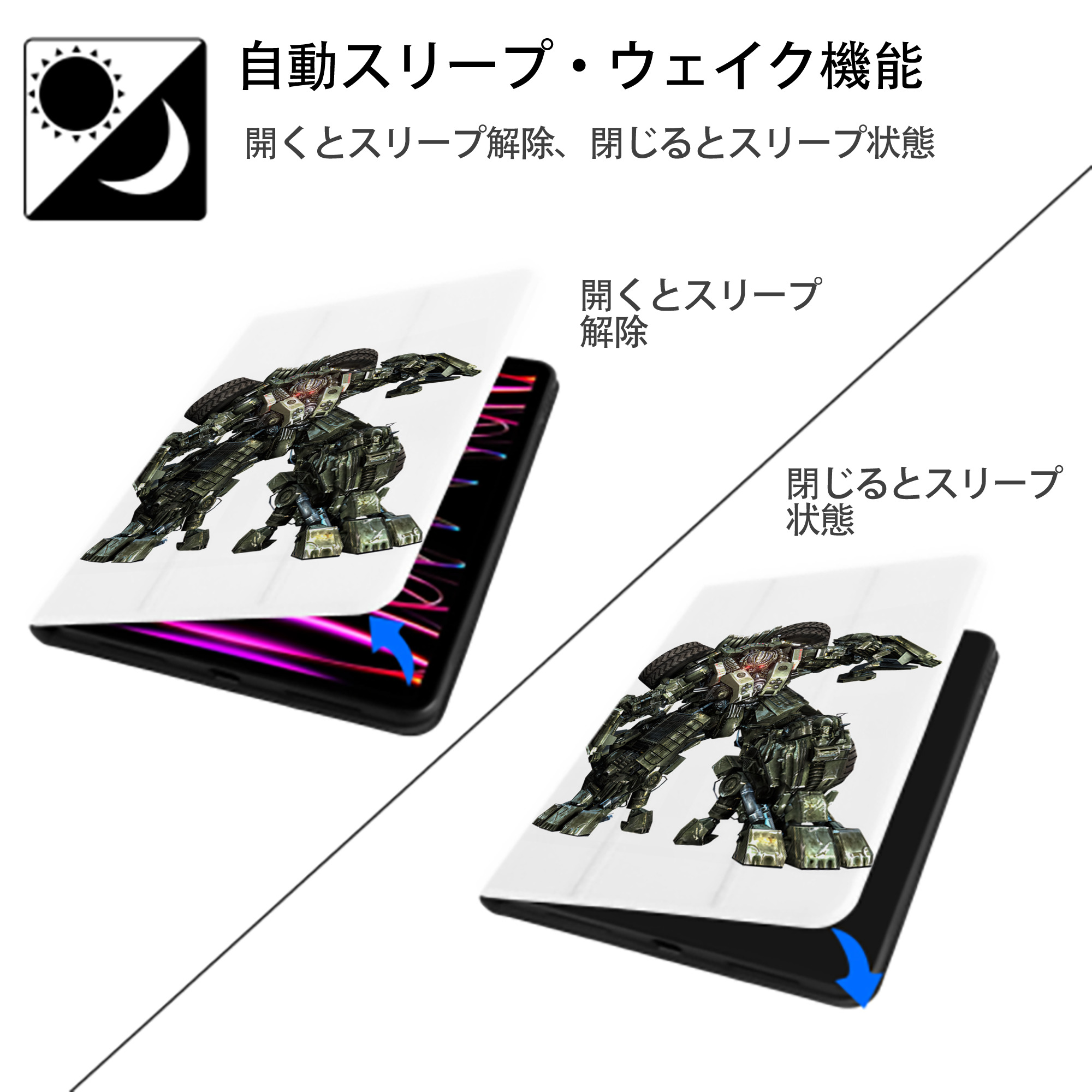 Transformers トランスフォーマー IPad ケース ペン収納付き 三つ折りスタンド PUレザー×シリコン 対応機種9.5/10.5/10.9インチ