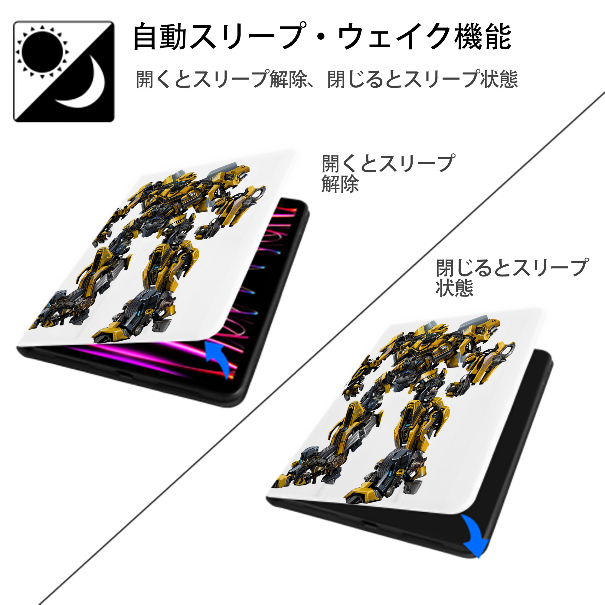 Transformers トランスフォーマー IPad ケース ペン収納付き 三つ折りスタンド PUレザー×シリコン 対応機種9.5/10.5/10.9インチ