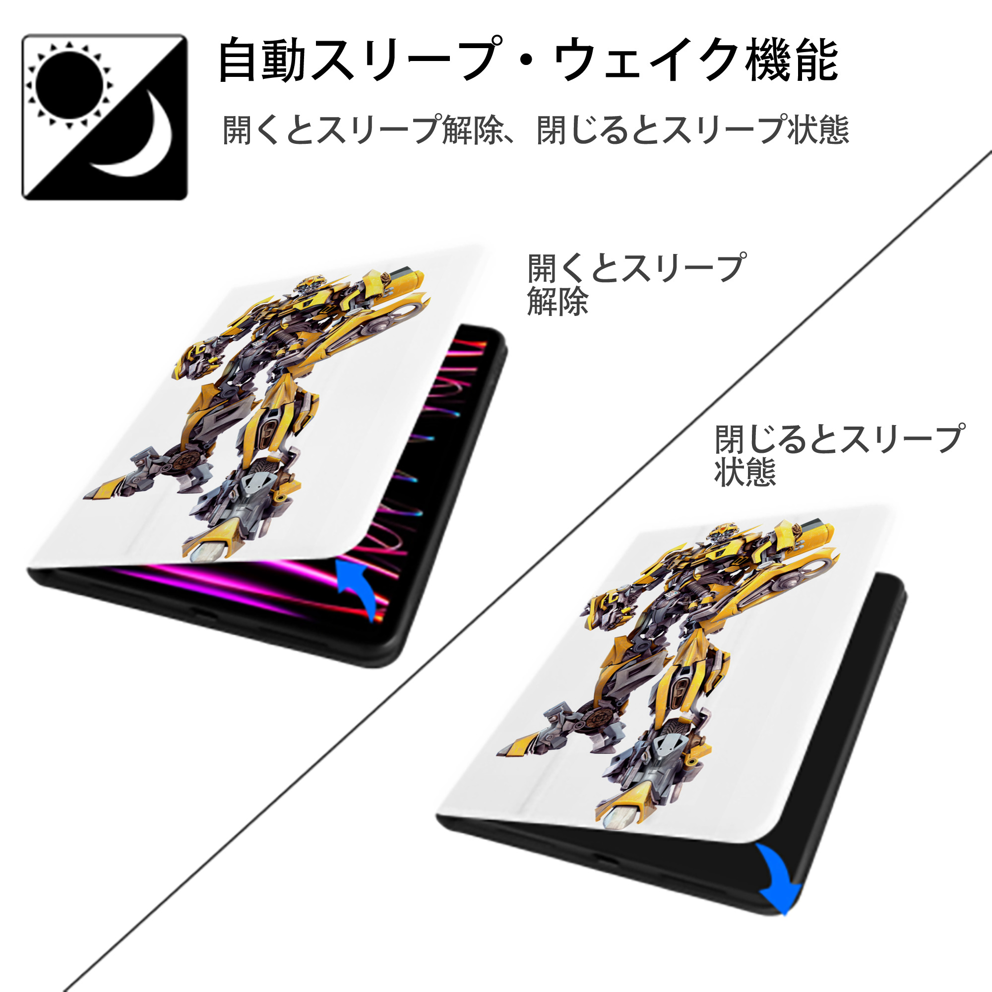 Transformers トランスフォーマー IPad ケース ペン収納付き 三つ折りスタンド PUレザー×シリコン 対応機種9.5/10.5/10.9インチ