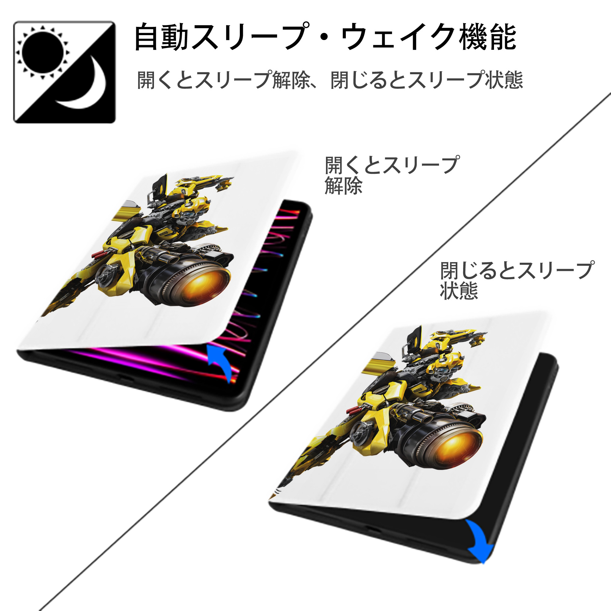 Transformers トランスフォーマー IPad ケース ペン収納付き 三つ折りスタンド PUレザー×シリコン 対応機種9.5/10.5/10.9インチ