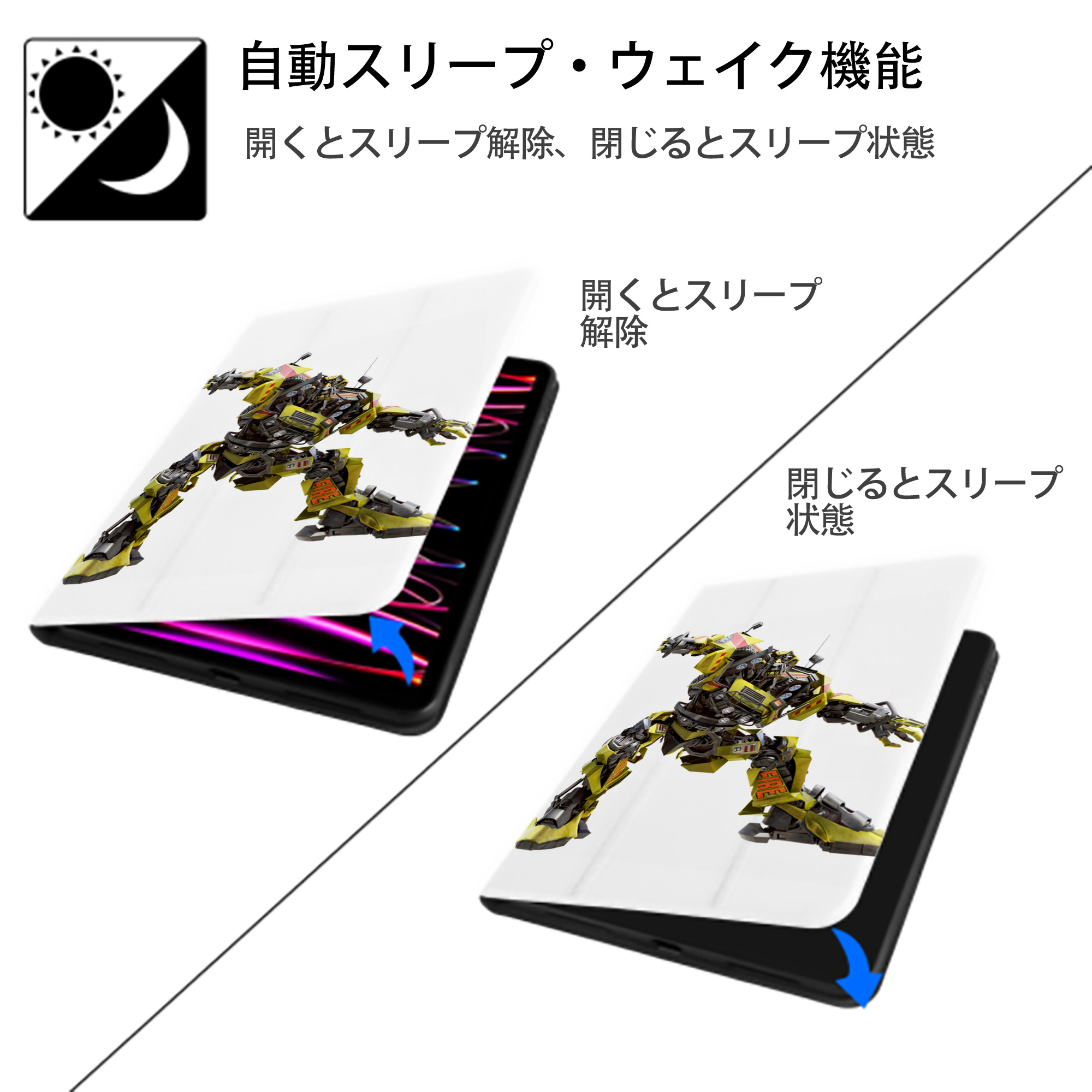Transformers トランスフォーマー IPad ケース ペン収納付き 三つ折りスタンド PUレザー×シリコン 対応機種9.5/10.5/10.9インチ