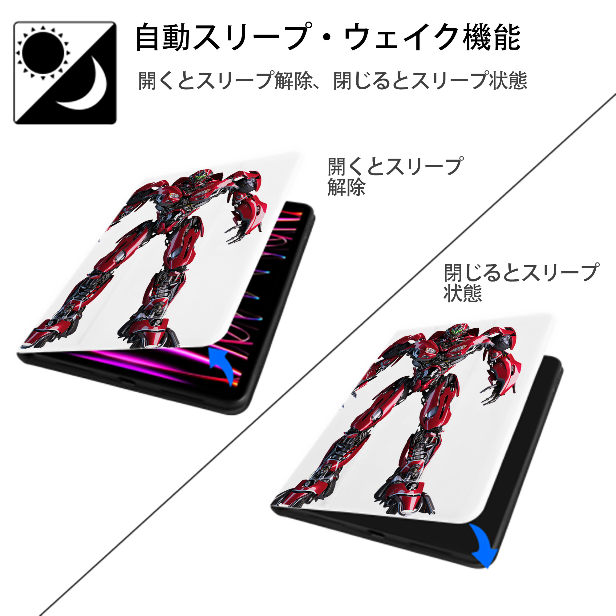 Transformers トランスフォーマー IPad ケース ペン収納付き 三つ折りスタンド PUレザー×シリコン 対応機種9.5/10.5/10.9インチ