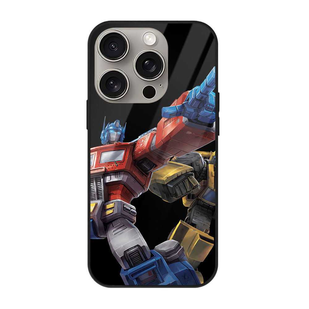 （画像用） Transformers トランスフォーマー 【iPhone15Pro対応】スマホケース 耐衝撃＆黄変防止 背面ガラス