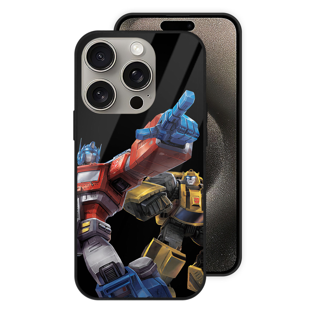 （画像用） Transformers トランスフォーマー 【iPhone15Pro対応】スマホケース 耐衝撃＆黄変防止 背面ガラス