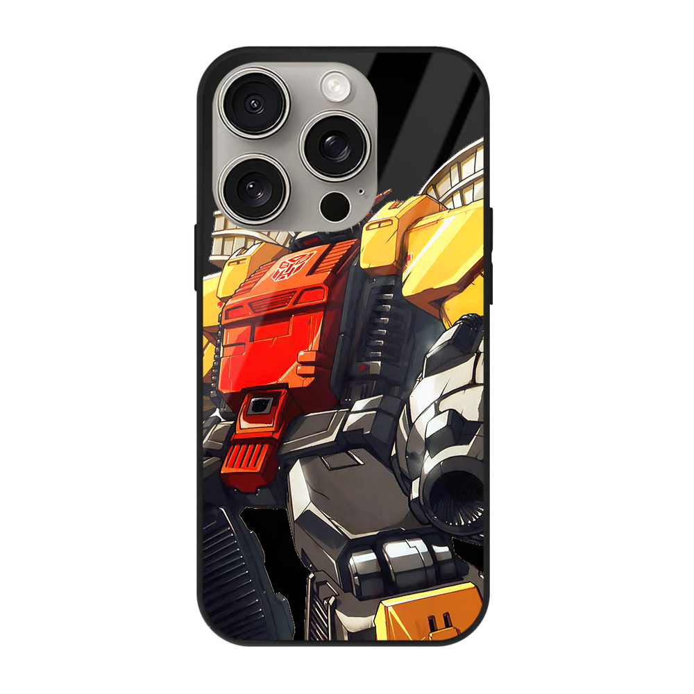 （画像用） Transformers トランスフォーマー 【iPhone15Pro対応】スマホケース 耐衝撃＆黄変防止 背面ガラス