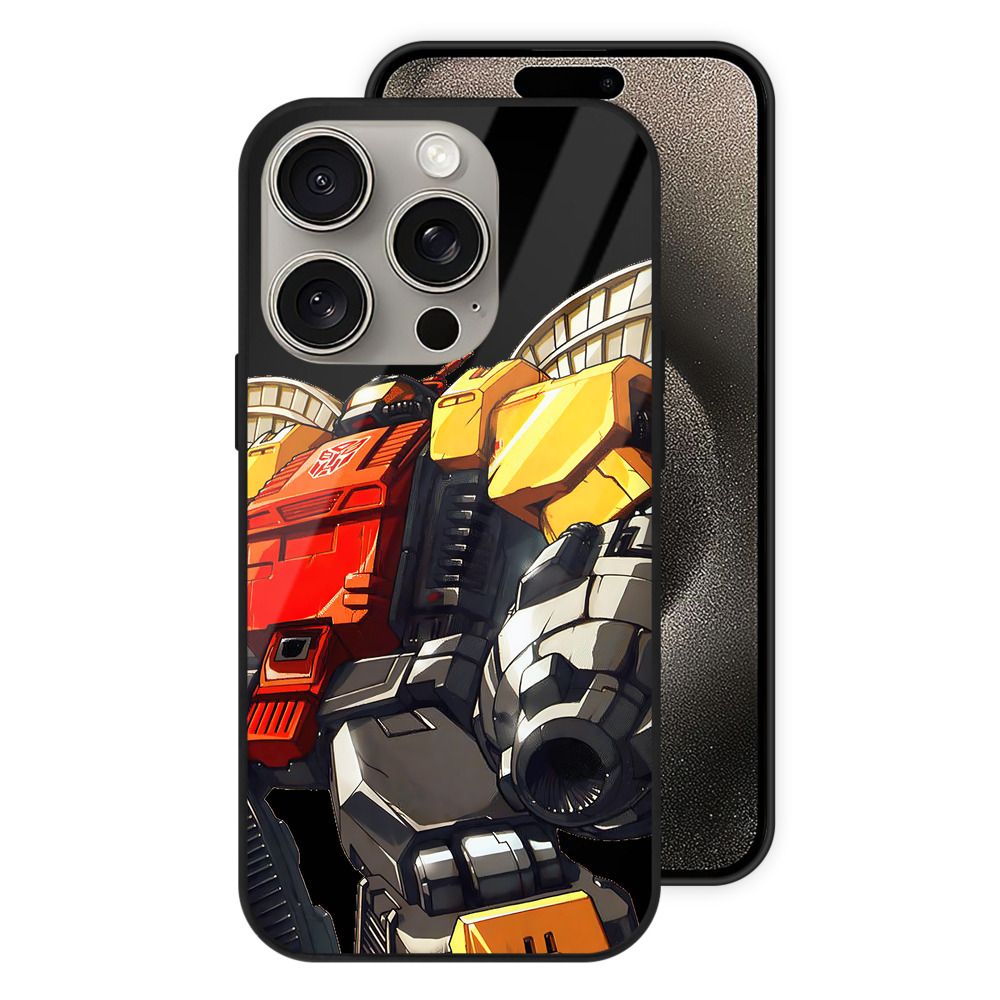 （画像用） Transformers トランスフォーマー 【iPhone15Pro対応】スマホケース 耐衝撃＆黄変防止 背面ガラス