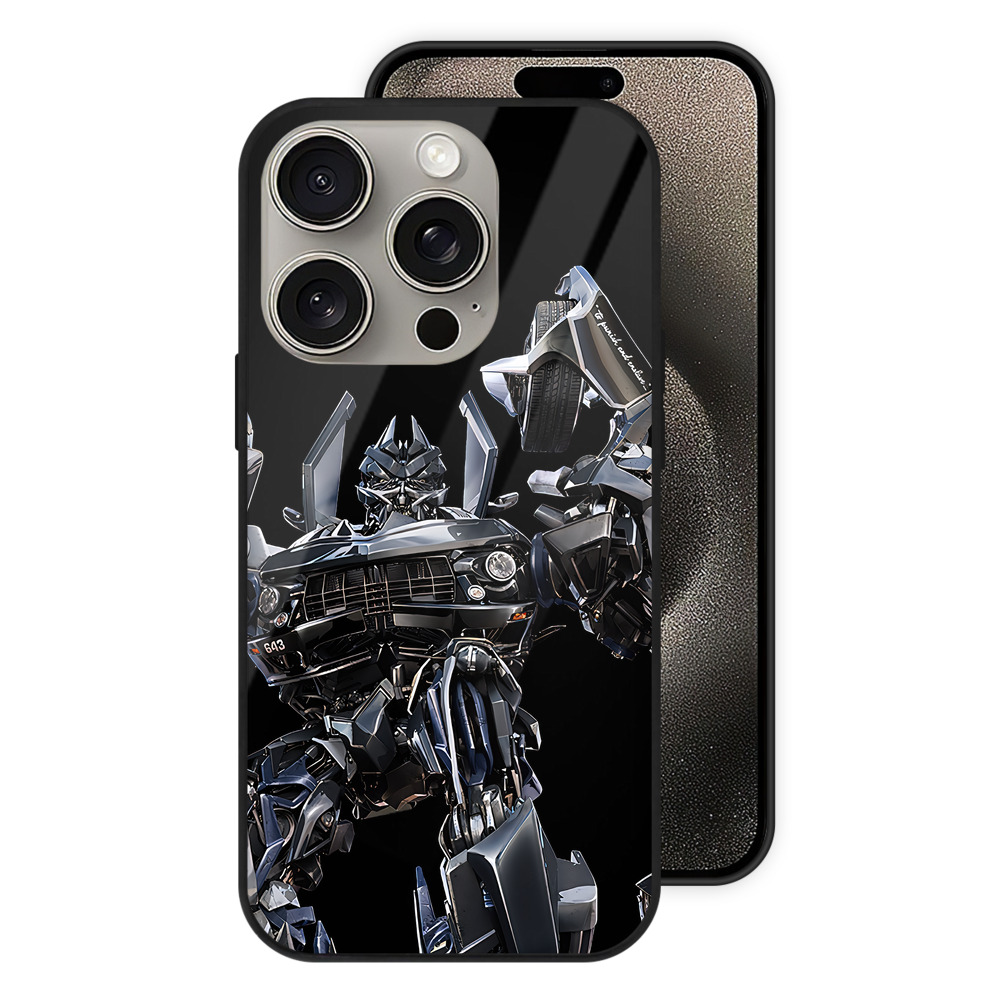 （画像用） Transformers トランスフォーマー 【iPhone15Pro対応】スマホケース 耐衝撃＆黄変防止 背面ガラス