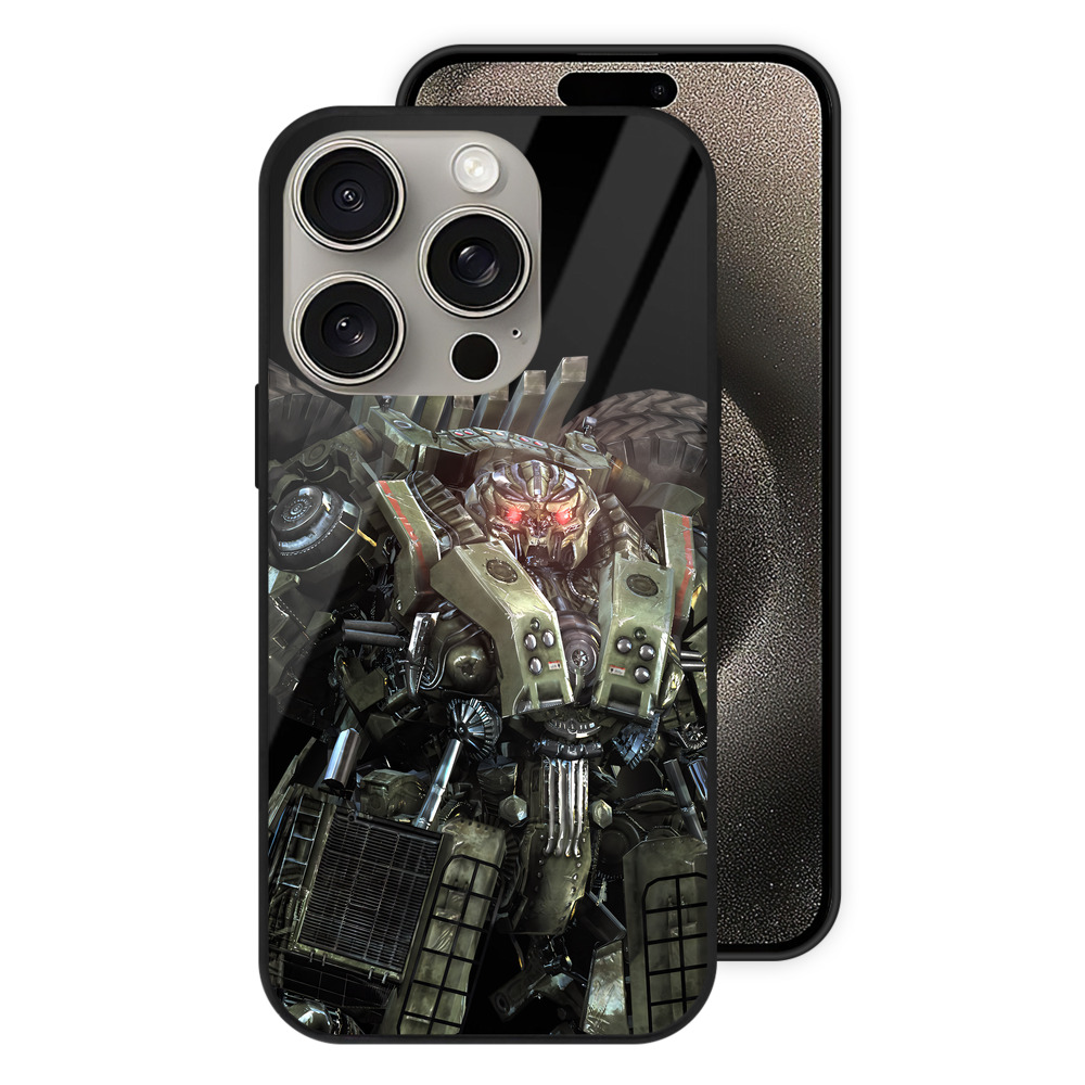 （画像用） Transformers トランスフォーマー 【iPhone15Pro対応】スマホケース 耐衝撃＆黄変防止 背面ガラス