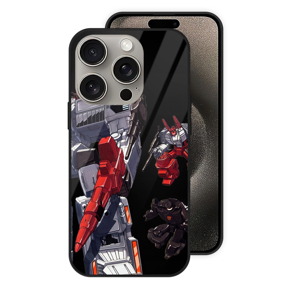 （画像用） Transformers トランスフォーマー 【iPhone15Pro対応】スマホケース 耐衝撃＆黄変防止 背面ガラス