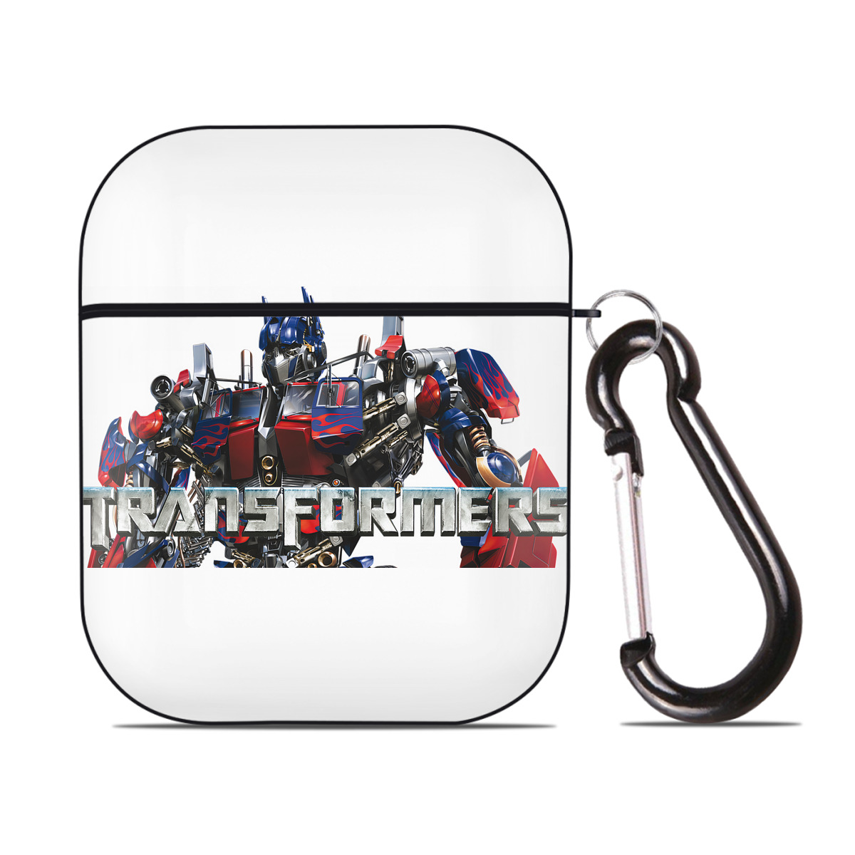（画像用） Transformers トランスフォーマー AirPods 第2世代保護ケース ハードシェル ブラック 耐衝撃・防指紋・カラビナ付き
