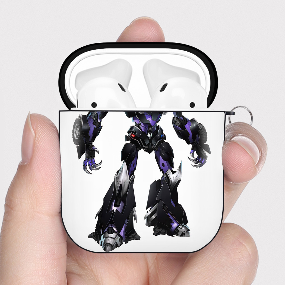 （画像用） Transformers トランスフォーマー AirPods 第2世代保護ケース ハードシェル ブラック 耐衝撃・防指紋・カラビナ付き