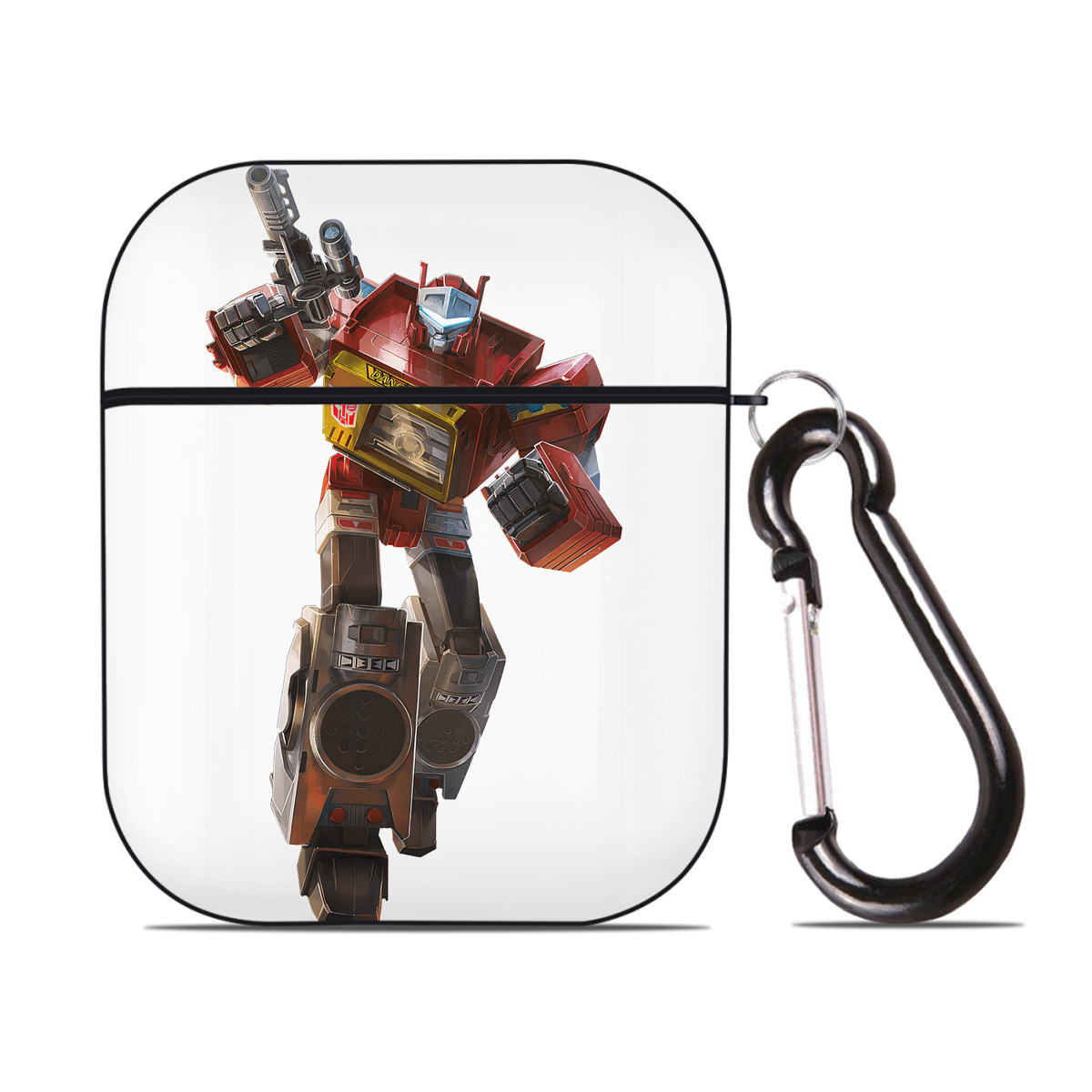 （画像用） Transformers トランスフォーマー AirPods 第2世代保護ケース ハードシェル ブラック 耐衝撃・防指紋・カラビナ付き