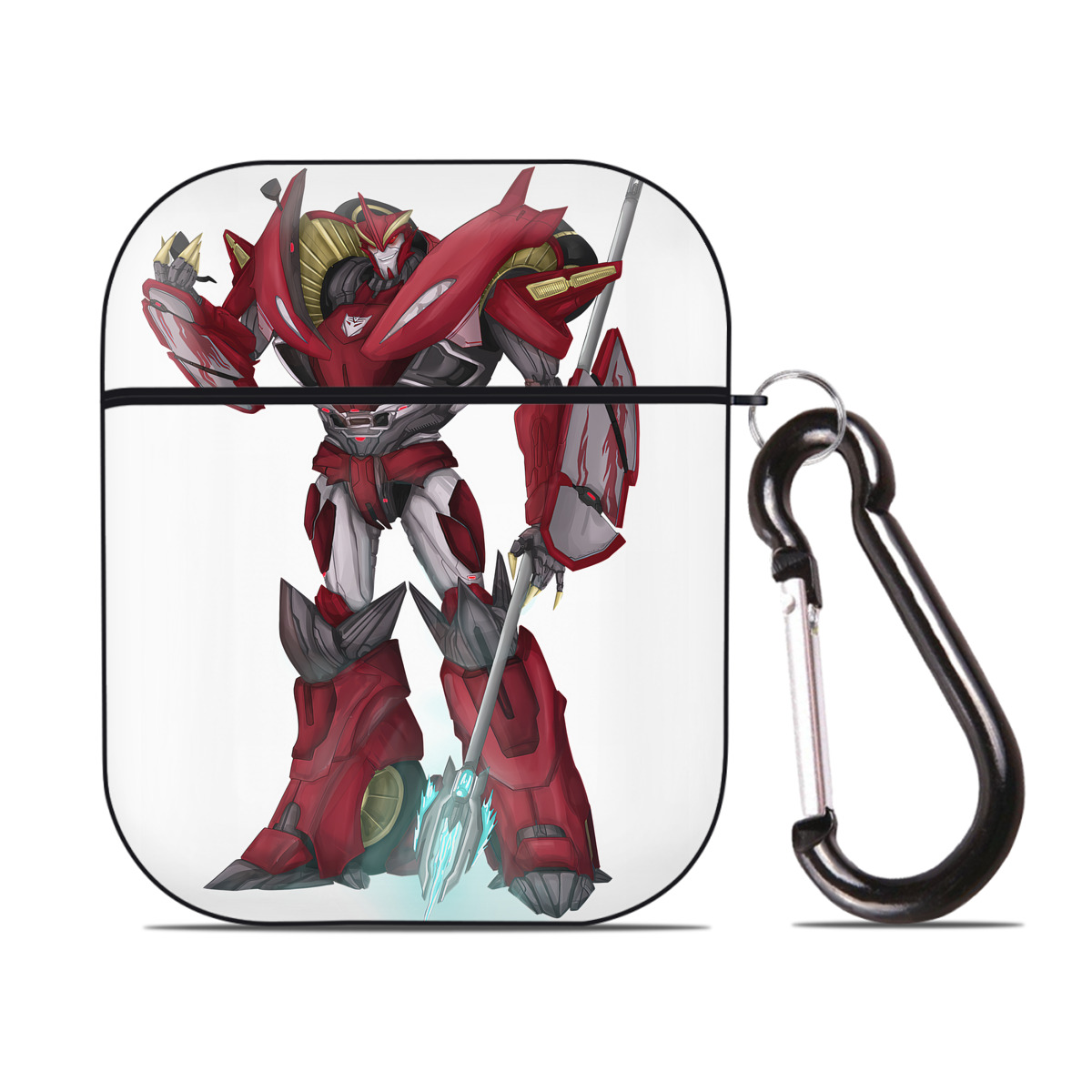 （画像用） Transformers トランスフォーマー AirPods 第2世代保護ケース ハードシェル ブラック 耐衝撃・防指紋・カラビナ付き