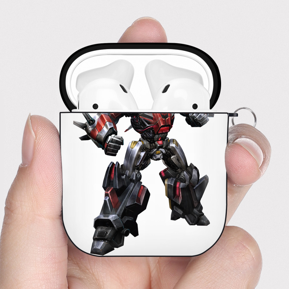 （画像用） Transformers トランスフォーマー AirPods 第2世代保護ケース ハードシェル ブラック 耐衝撃・防指紋・カラビナ付き