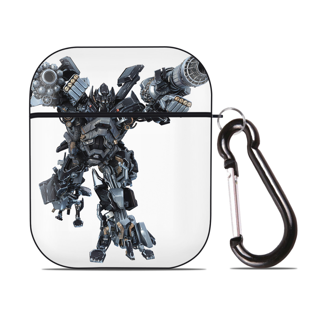 （画像用） Transformers トランスフォーマー AirPods 第2世代保護ケース ハードシェル ブラック 耐衝撃・防指紋・カラビナ付き