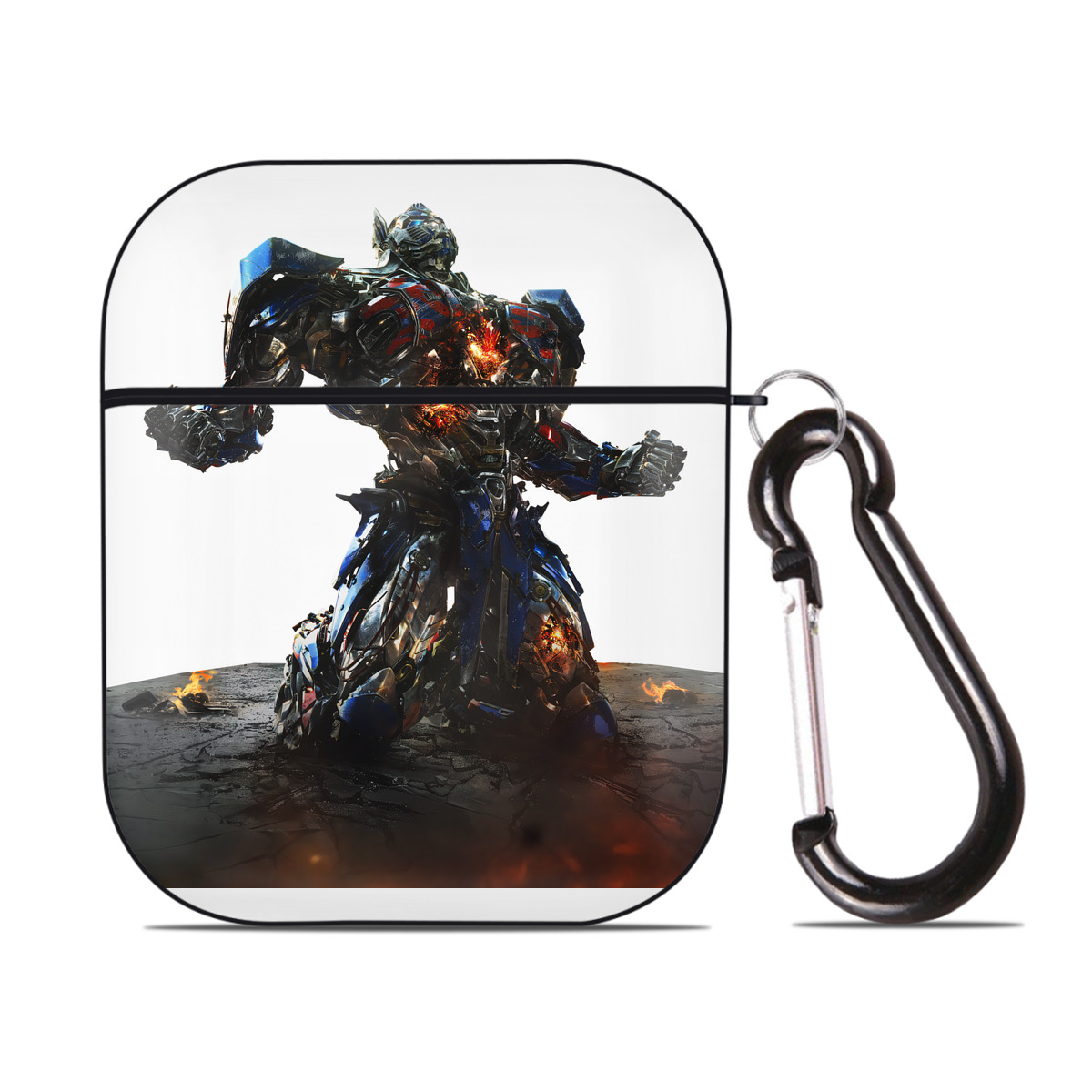 （画像用） Transformers トランスフォーマー AirPods 第2世代保護ケース ハードシェル ブラック 耐衝撃・防指紋・カラビナ付き