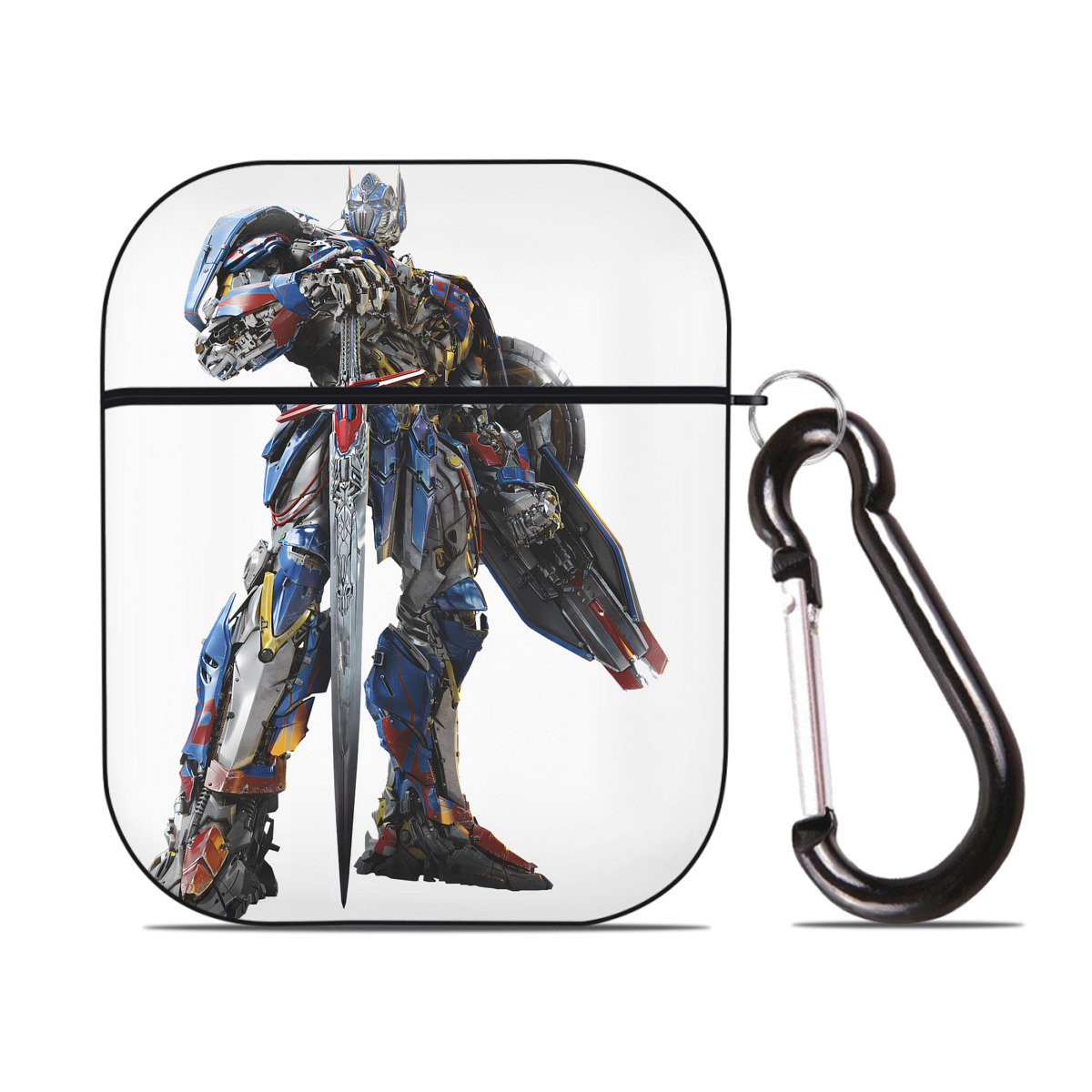 （画像用） Transformers トランスフォーマー AirPods 第2世代保護ケース ハードシェル ブラック 耐衝撃・防指紋・カラビナ付き