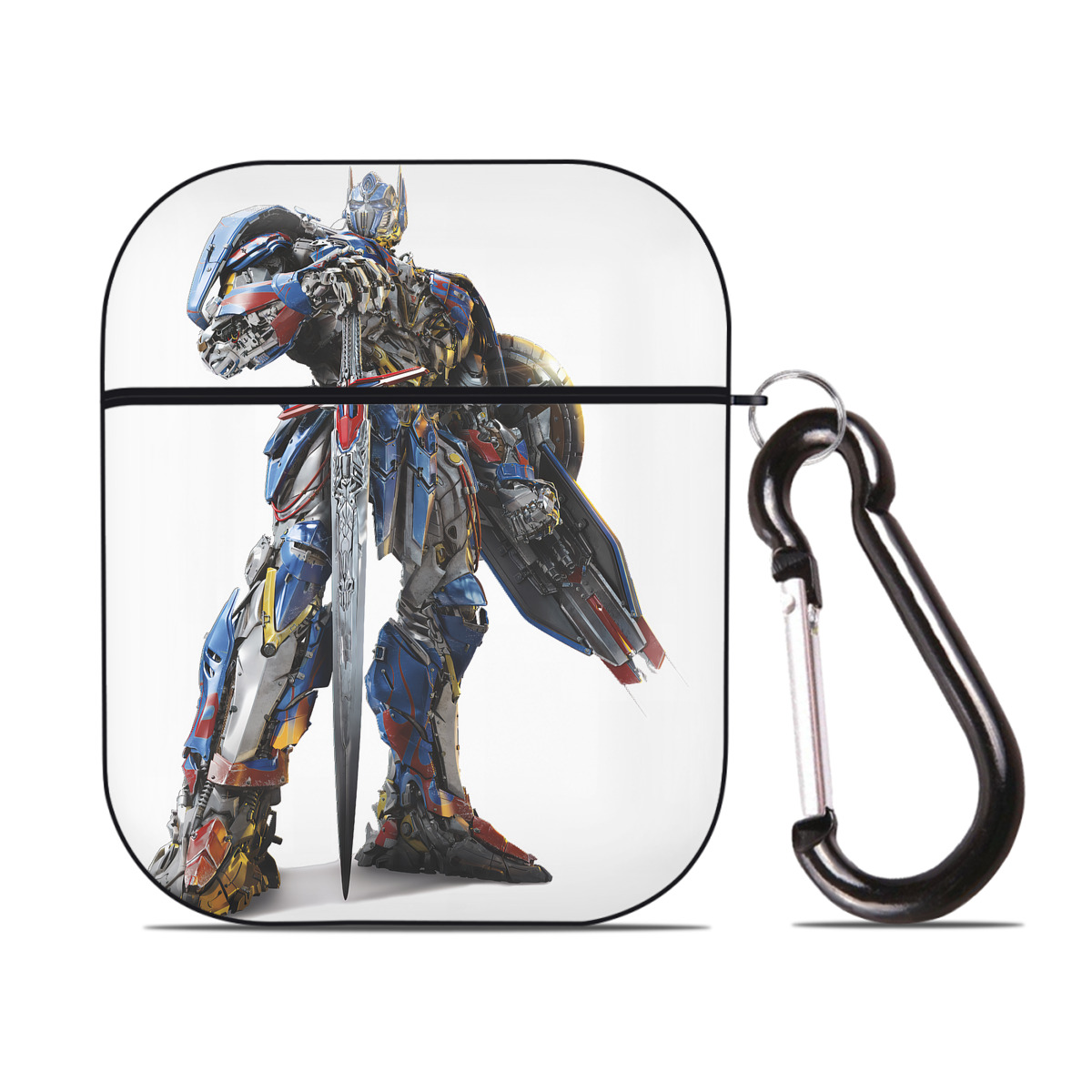 （画像用） Transformers トランスフォーマー AirPods 第2世代保護ケース ハードシェル ブラック 耐衝撃・防指紋・カラビナ付き