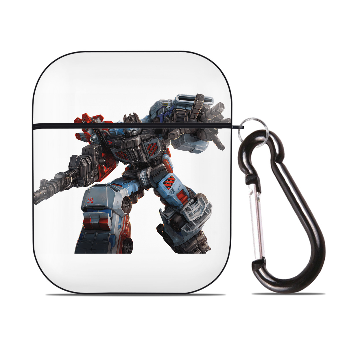 （画像用） Transformers トランスフォーマー AirPods 第2世代保護ケース ハードシェル ブラック 耐衝撃・防指紋・カラビナ付き
