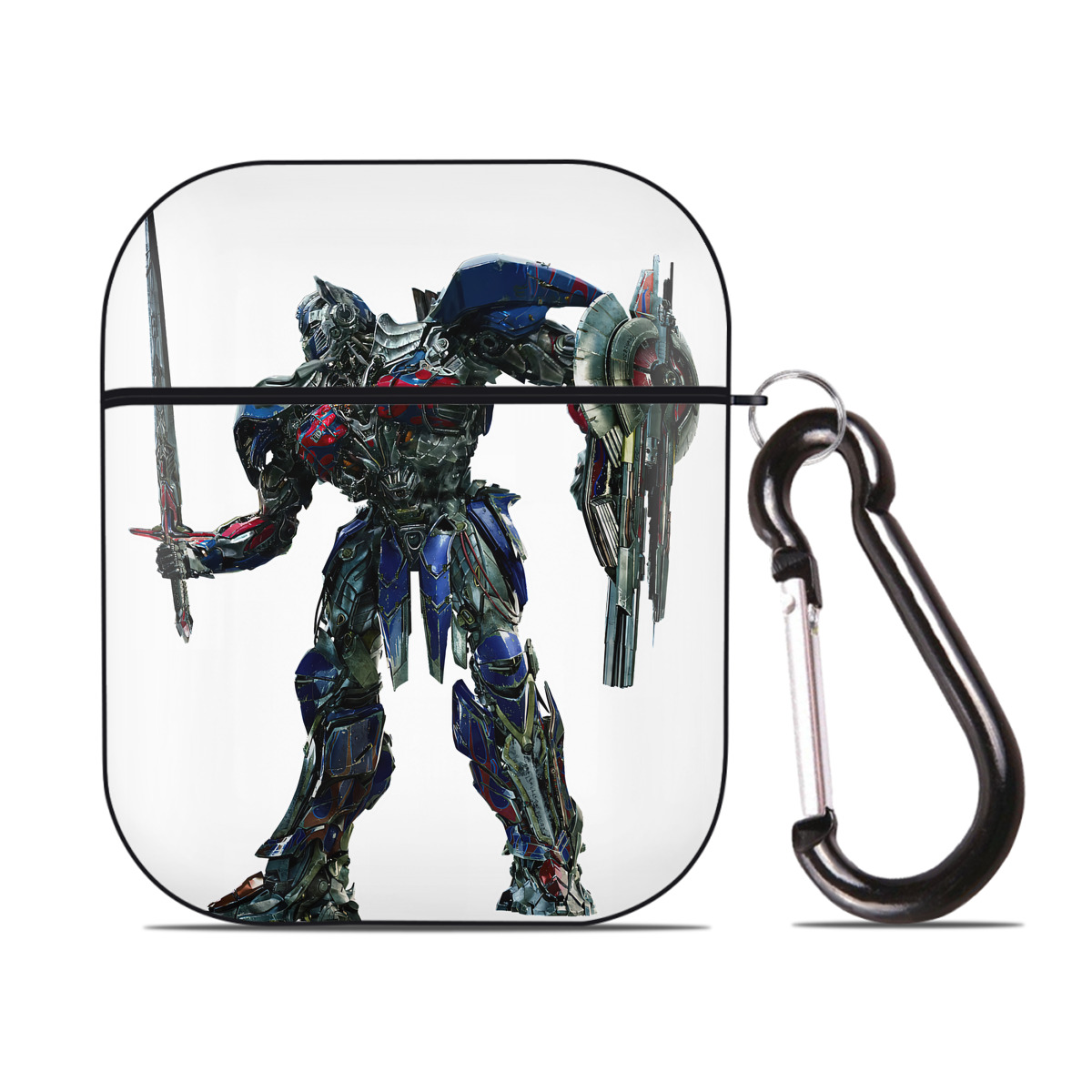 （画像用） Transformers トランスフォーマー AirPods 第2世代保護ケース ハードシェル ブラック 耐衝撃・防指紋・カラビナ付き