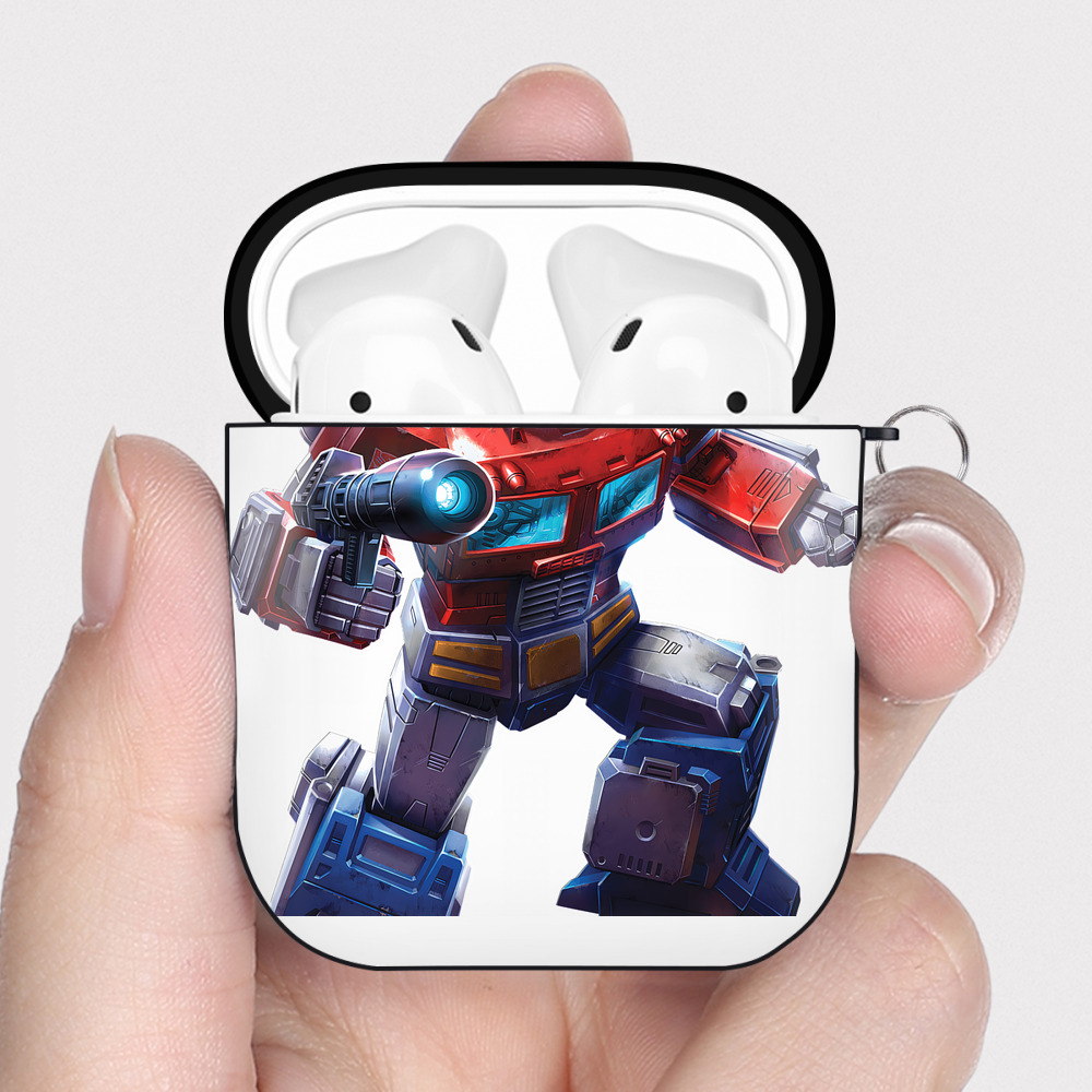 （画像用） Transformers トランスフォーマー AirPods 第2世代保護ケース ハードシェル ブラック 耐衝撃・防指紋・カラビナ付き