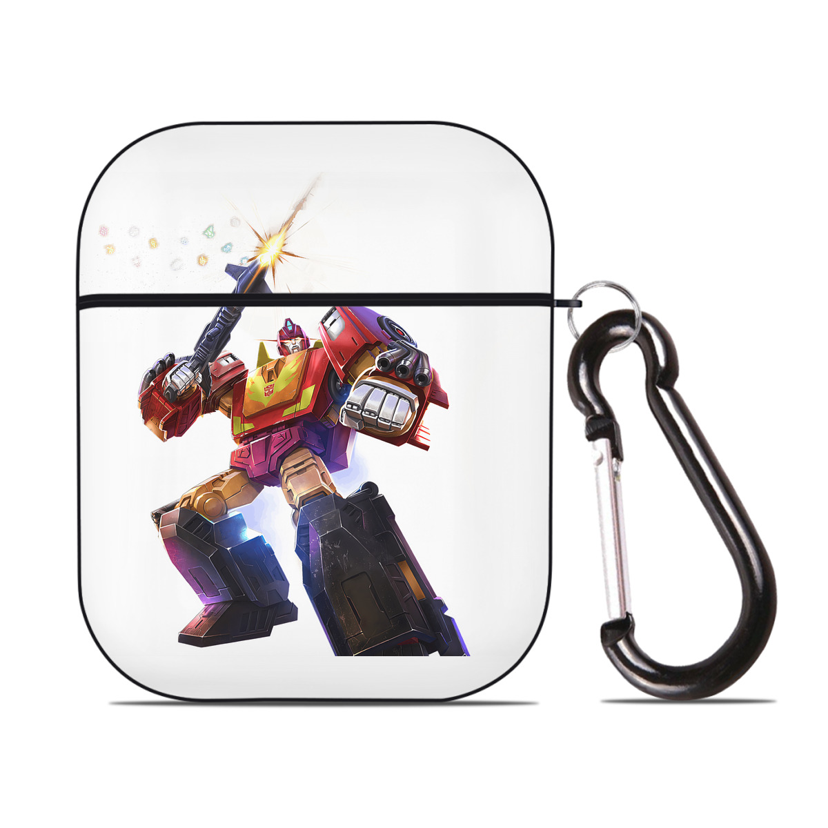 （画像用） Transformers トランスフォーマー AirPods 第2世代保護ケース ハードシェル ブラック 耐衝撃・防指紋・カラビナ付き