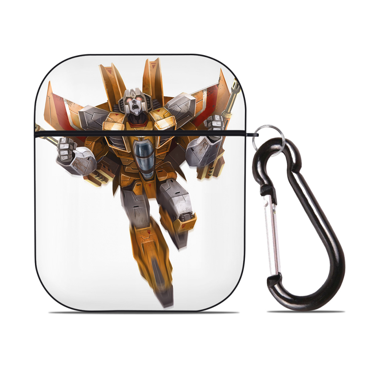 （画像用） Transformers トランスフォーマー AirPods 第2世代保護ケース ハードシェル ブラック 耐衝撃・防指紋・カラビナ付き
