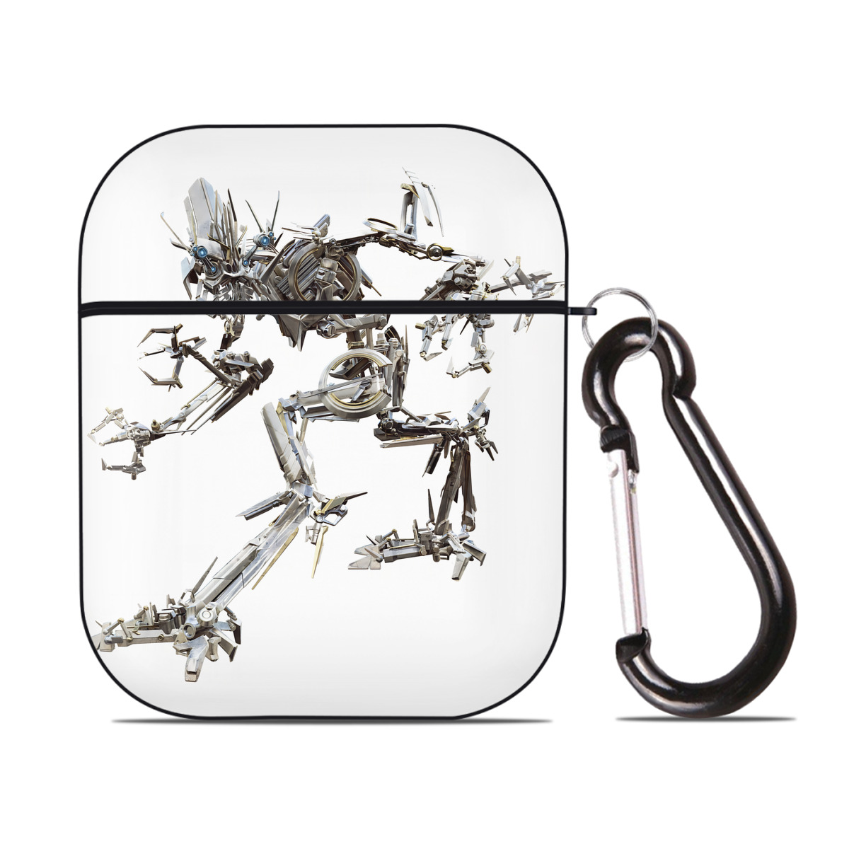 （画像用） Transformers トランスフォーマー AirPods 第2世代保護ケース ハードシェル ブラック 耐衝撃・防指紋・カラビナ付き