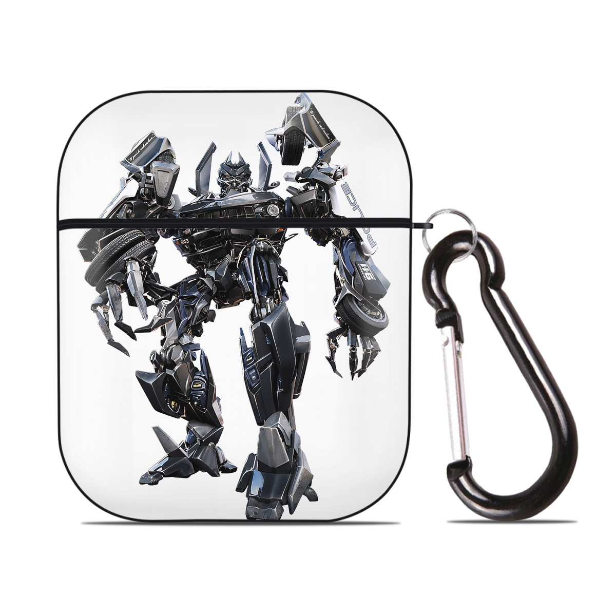 （画像用） Transformers トランスフォーマー AirPods 第2世代保護ケース ハードシェル ブラック 耐衝撃・防指紋・カラビナ付き