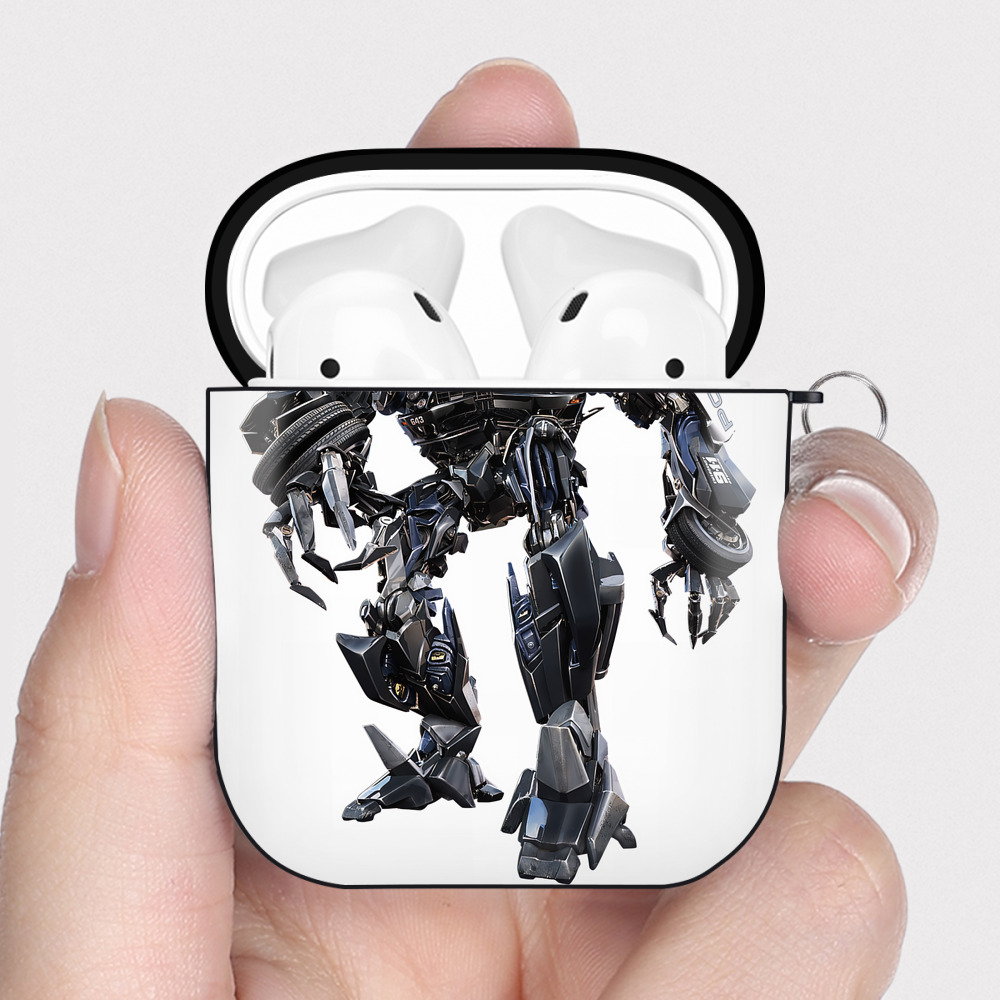 （画像用） Transformers トランスフォーマー AirPods 第2世代保護ケース ハードシェル ブラック 耐衝撃・防指紋・カラビナ付き