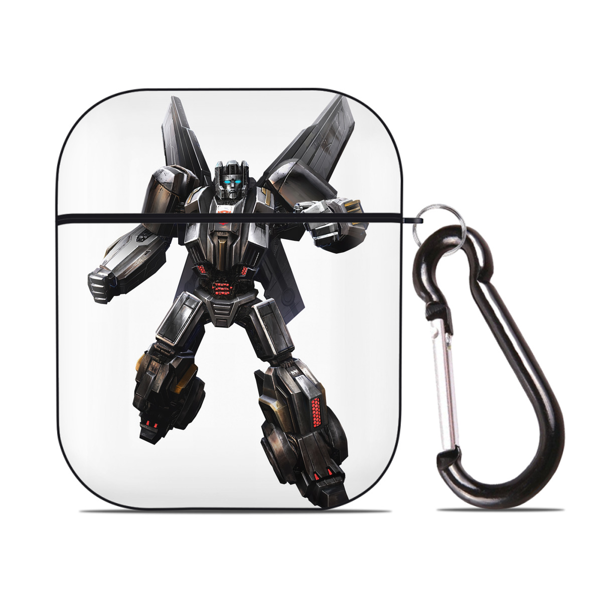 （画像用） Transformers トランスフォーマー AirPods 第2世代保護ケース ハードシェル ブラック 耐衝撃・防指紋・カラビナ付き