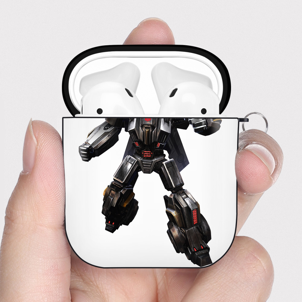 （画像用） Transformers トランスフォーマー AirPods 第2世代保護ケース ハードシェル ブラック 耐衝撃・防指紋・カラビナ付き
