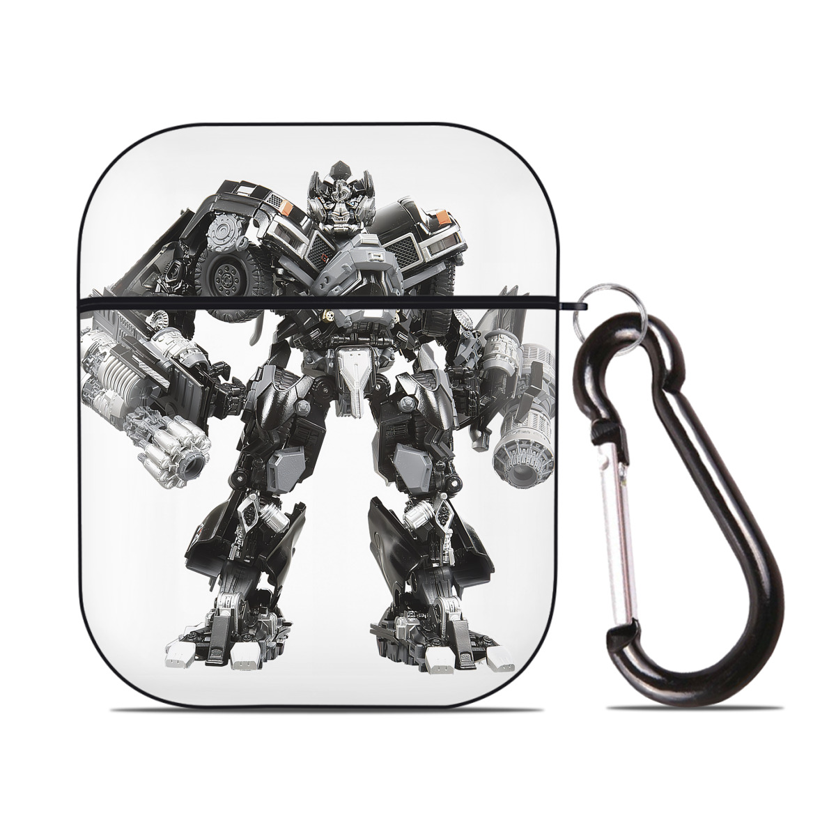 （画像用） Transformers トランスフォーマー AirPods 第2世代保護ケース ハードシェル ブラック 耐衝撃・防指紋・カラビナ付き