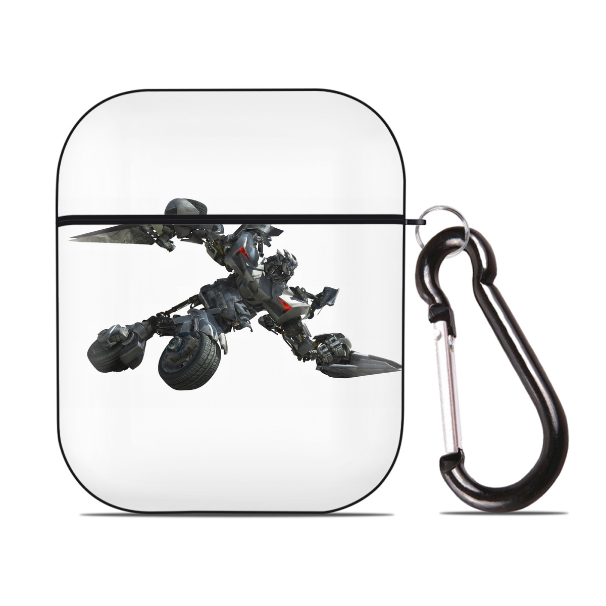 （画像用） Transformers トランスフォーマー AirPods 第2世代保護ケース ハードシェル ブラック 耐衝撃・防指紋・カラビナ付き
