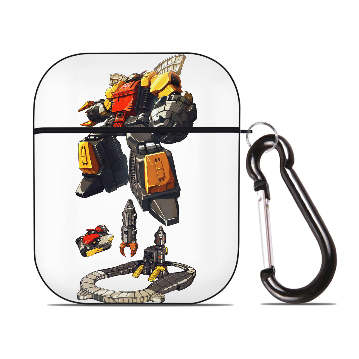 （画像用） Transformers トランスフォーマー AirPods 第2世代保護ケース ハードシェル ブラック 耐衝撃・防指紋・カラビナ付き