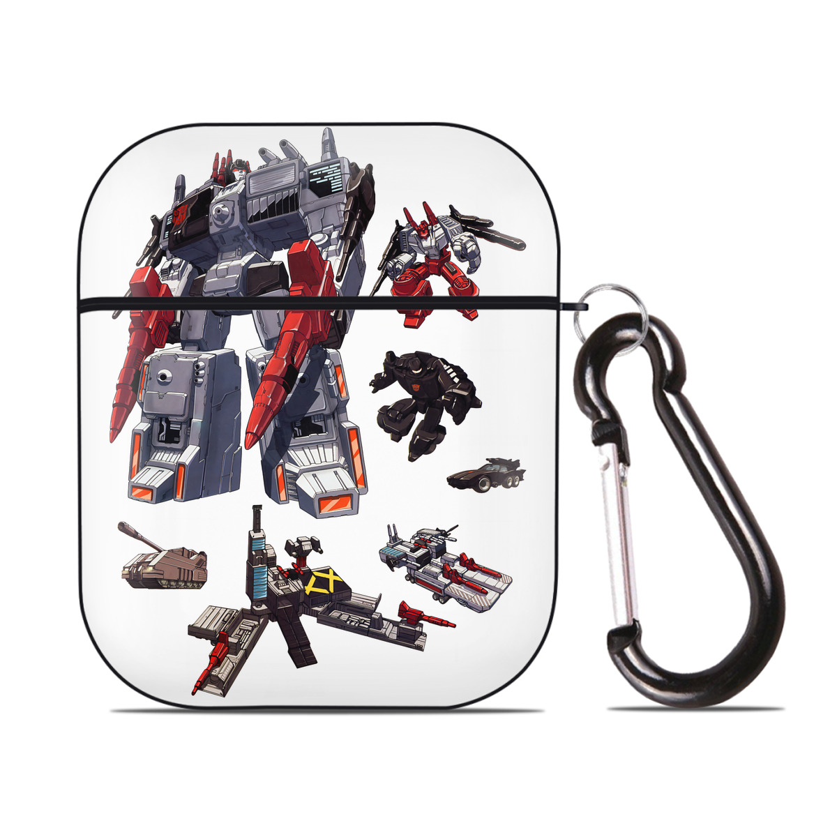 （画像用） Transformers トランスフォーマー AirPods 第2世代保護ケース ハードシェル ブラック 耐衝撃・防指紋・カラビナ付き
