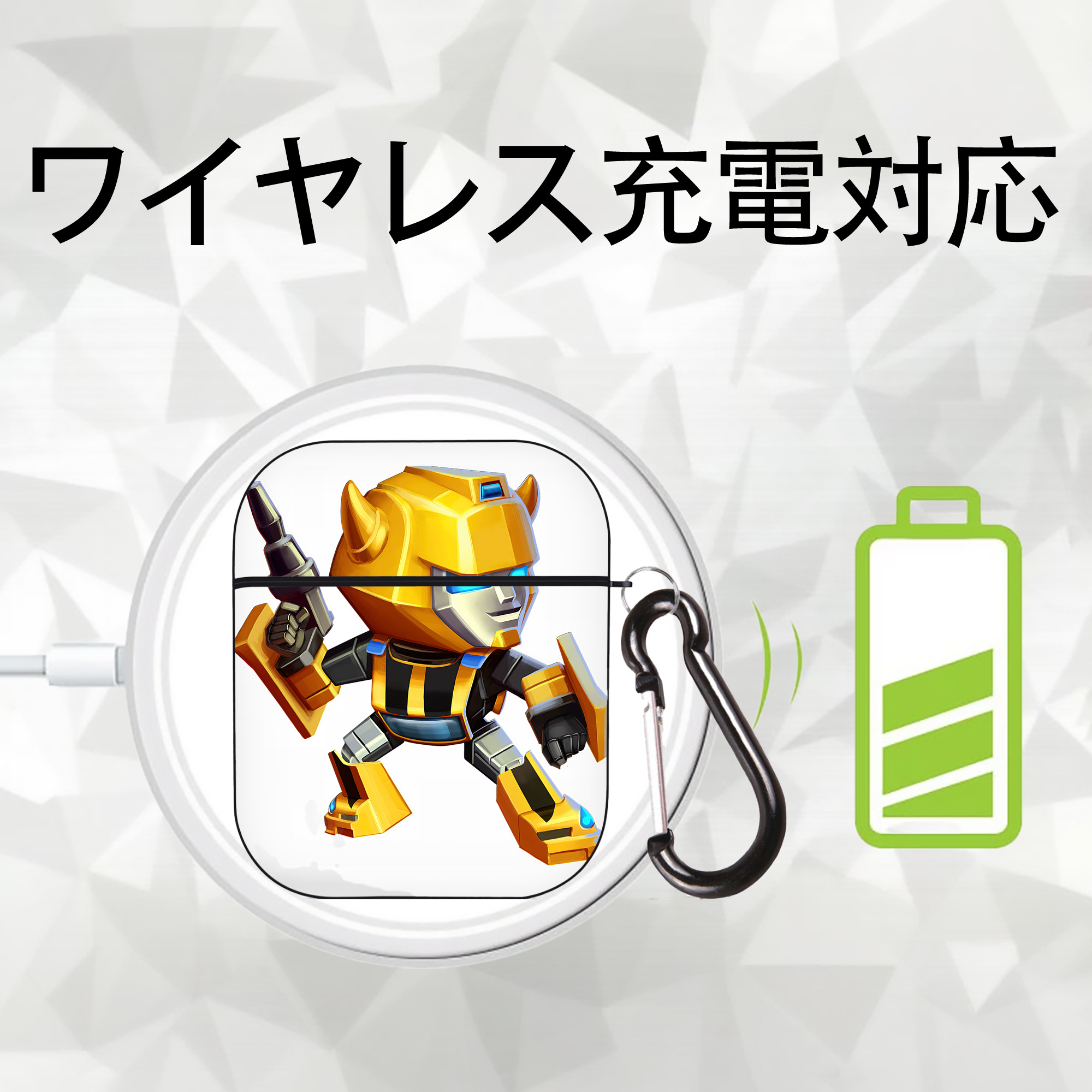 Transformers トランスフォーマー AirPods 第2世代保護ケース ハードシェル ブラック 耐衝撃・防指紋・カラビナ付き