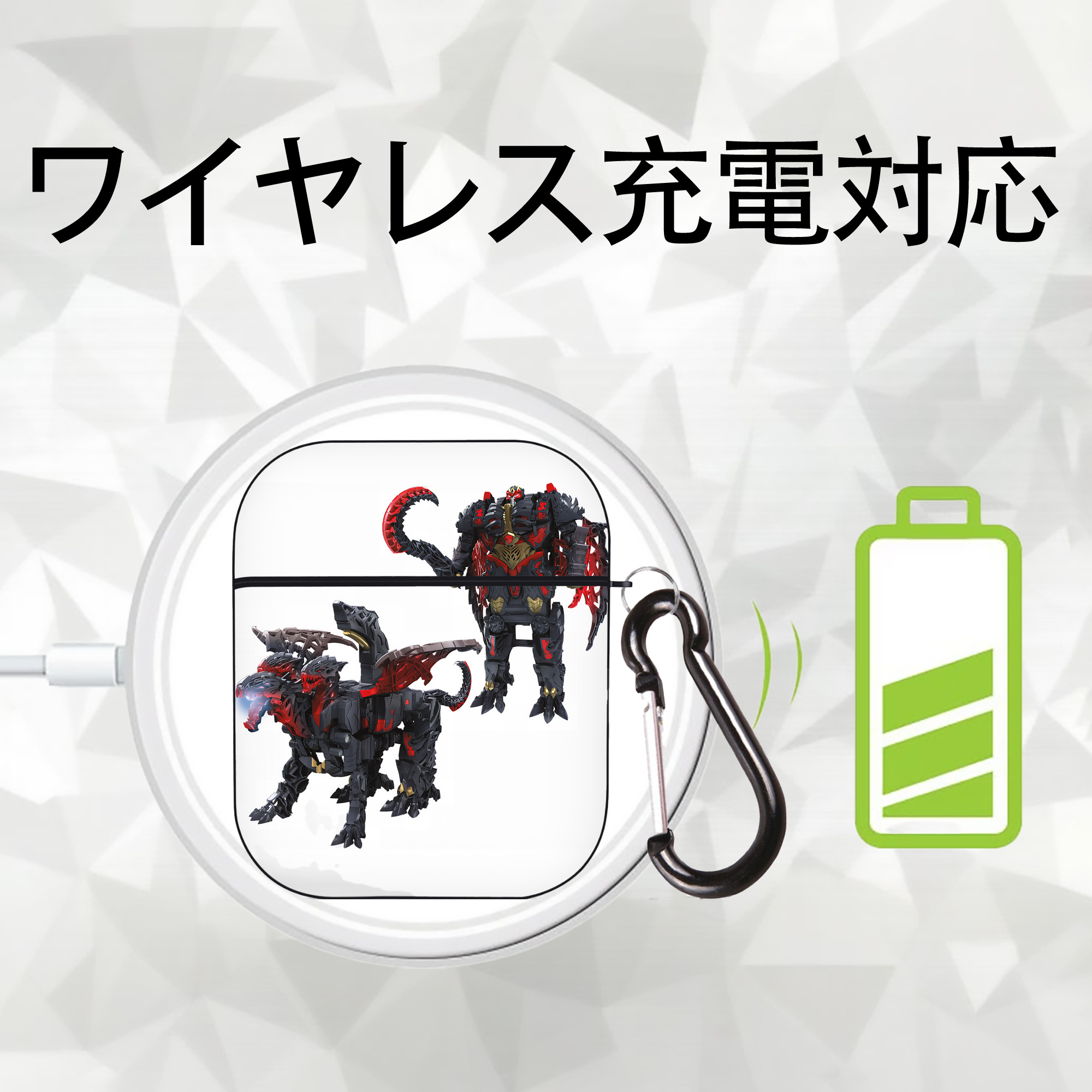 Transformers トランスフォーマー AirPods 第2世代保護ケース ハードシェル ブラック 耐衝撃・防指紋・カラビナ付き