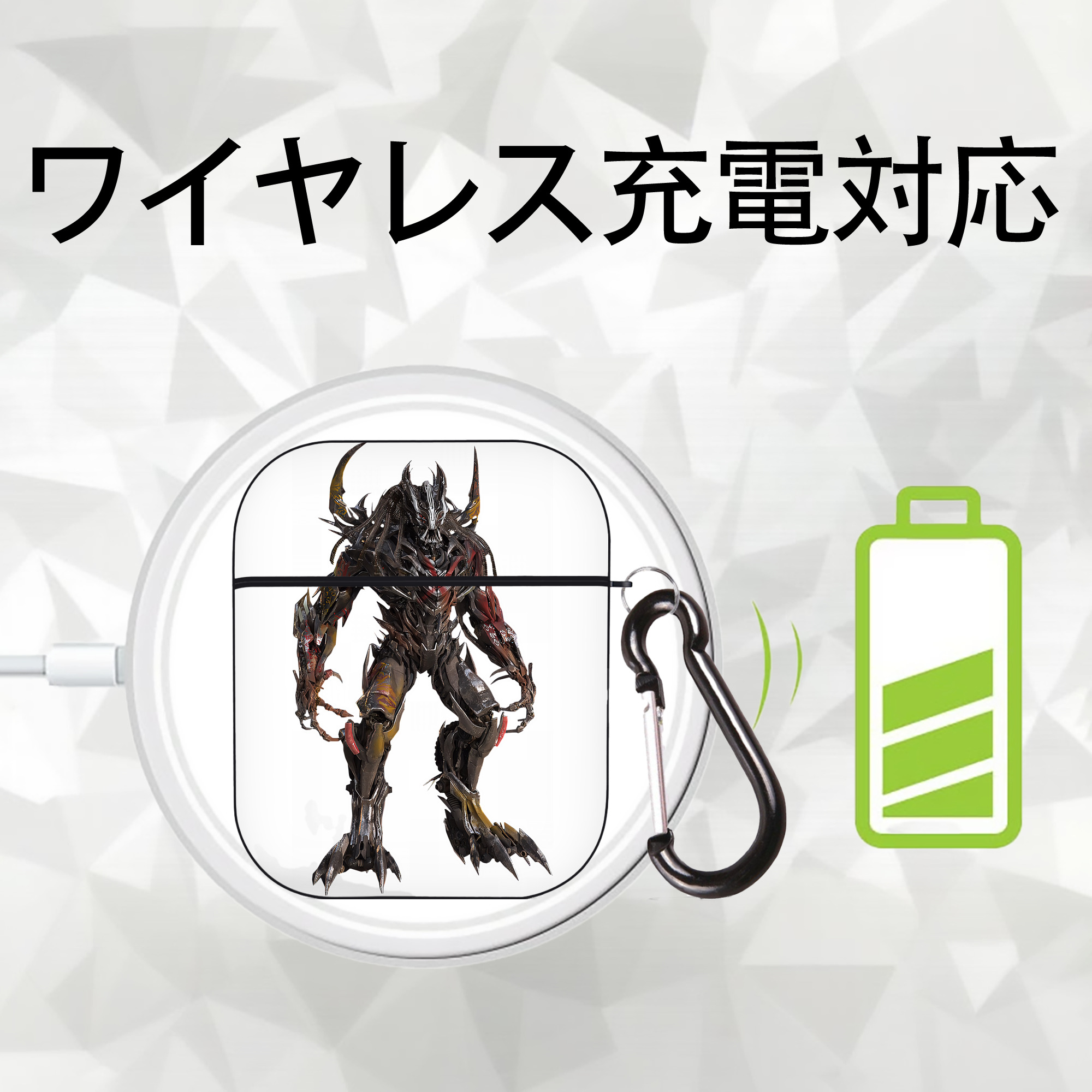 Transformers トランスフォーマー AirPods 第2世代保護ケース ハードシェル ブラック 耐衝撃・防指紋・カラビナ付き