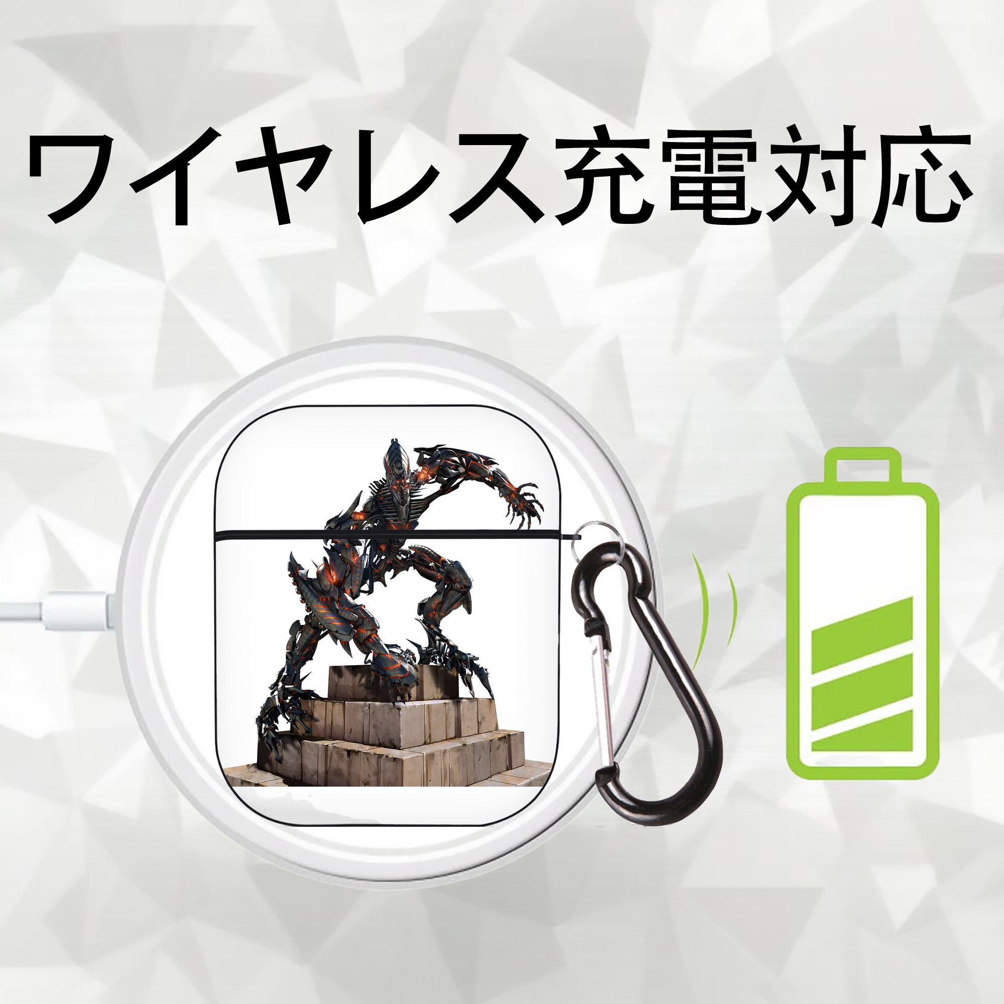Transformers トランスフォーマー AirPods 第2世代保護ケース ハードシェル ブラック 耐衝撃・防指紋・カラビナ付き