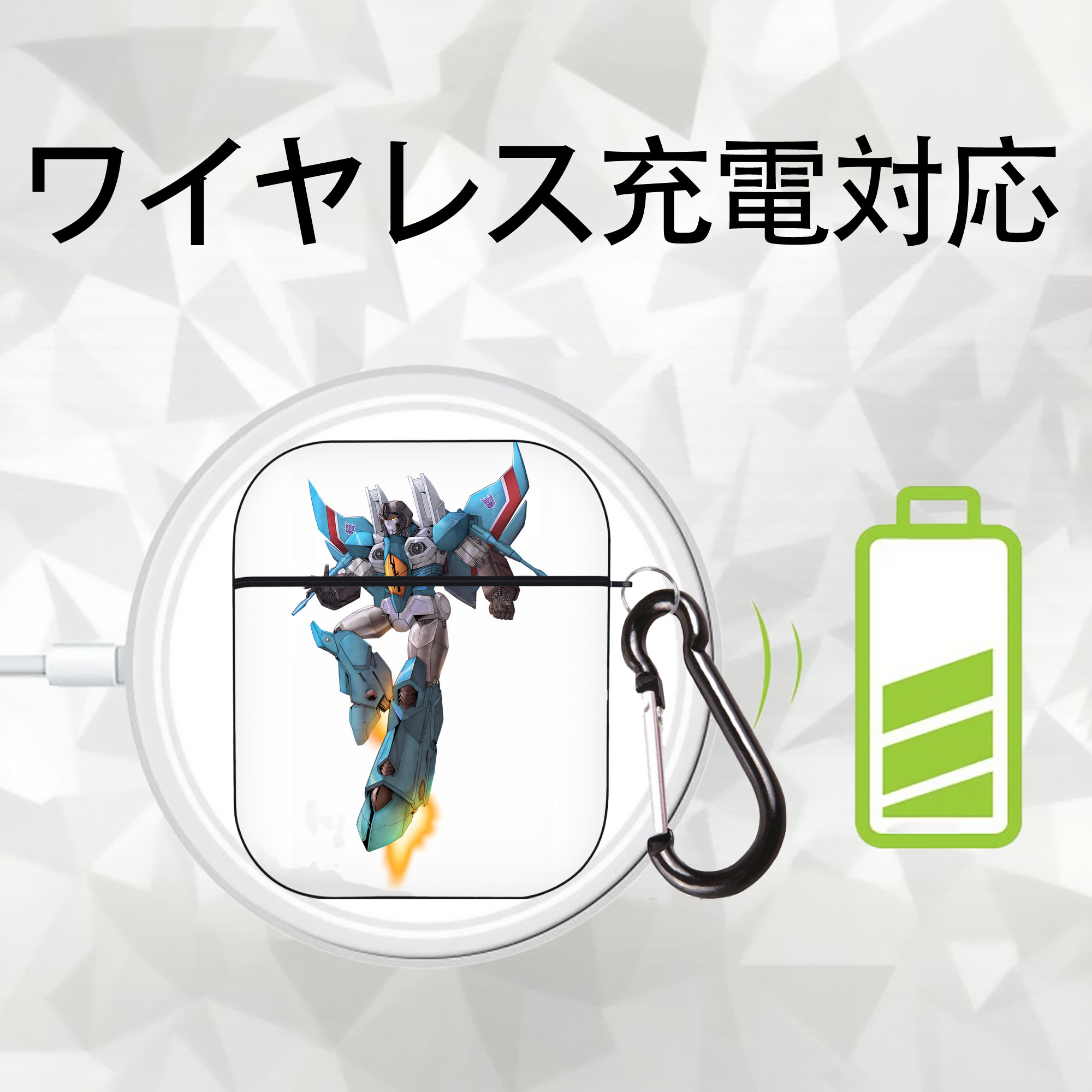 Transformers トランスフォーマー AirPods 第2世代保護ケース ハードシェル ブラック 耐衝撃・防指紋・カラビナ付き