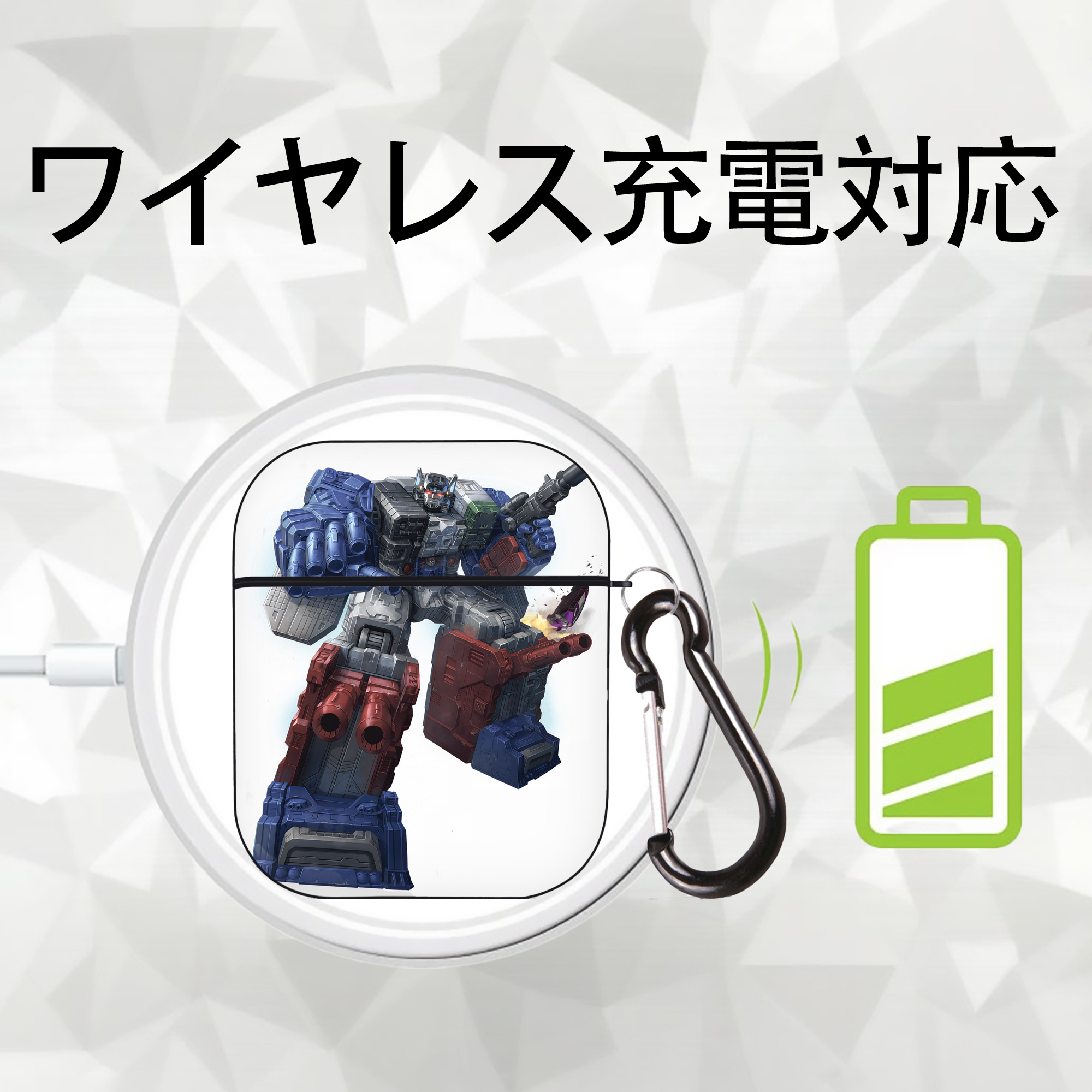 Transformers トランスフォーマー AirPods 第2世代保護ケース ハードシェル ブラック 耐衝撃・防指紋・カラビナ付き