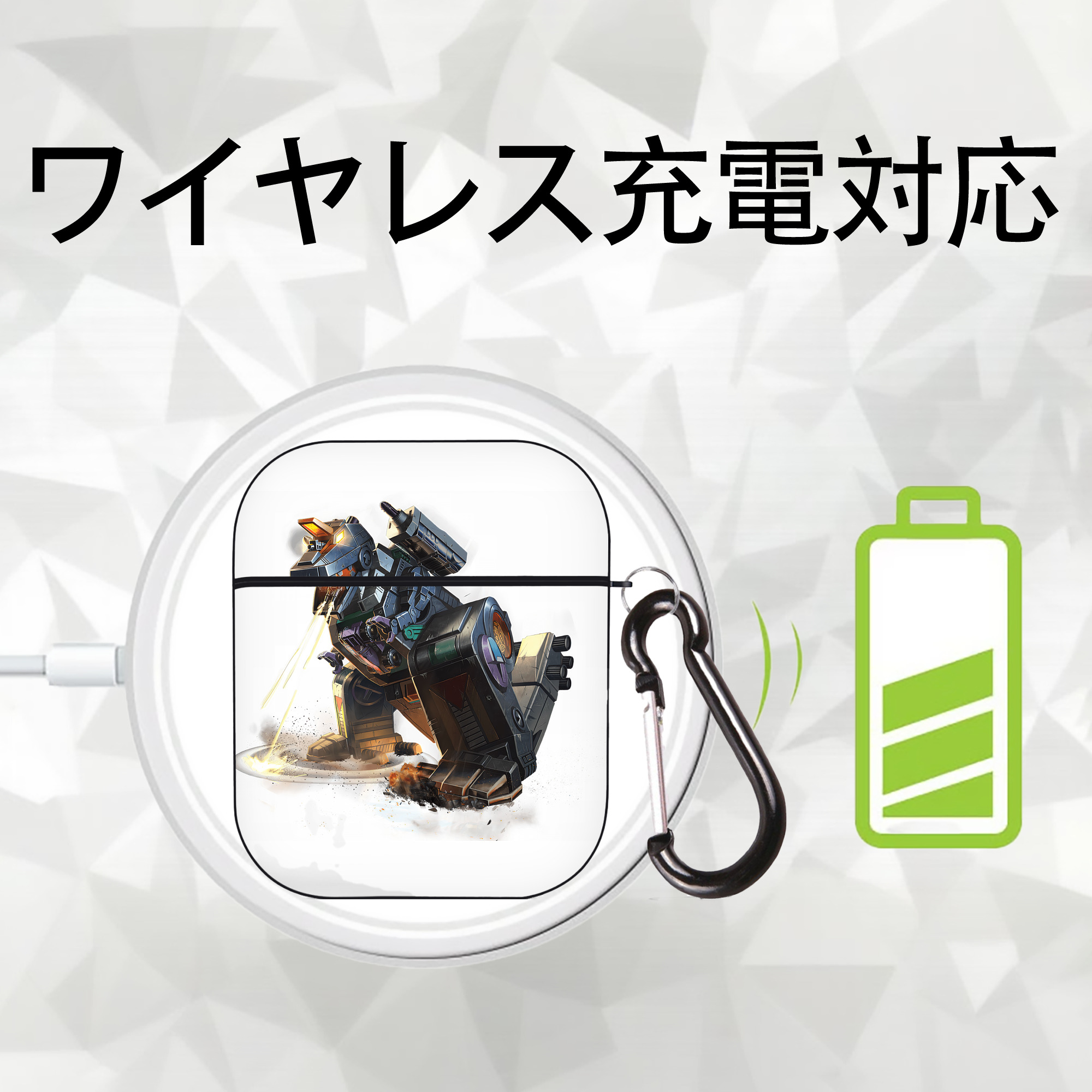 Transformers トランスフォーマー AirPods 第2世代保護ケース ハードシェル ブラック 耐衝撃・防指紋・カラビナ付き