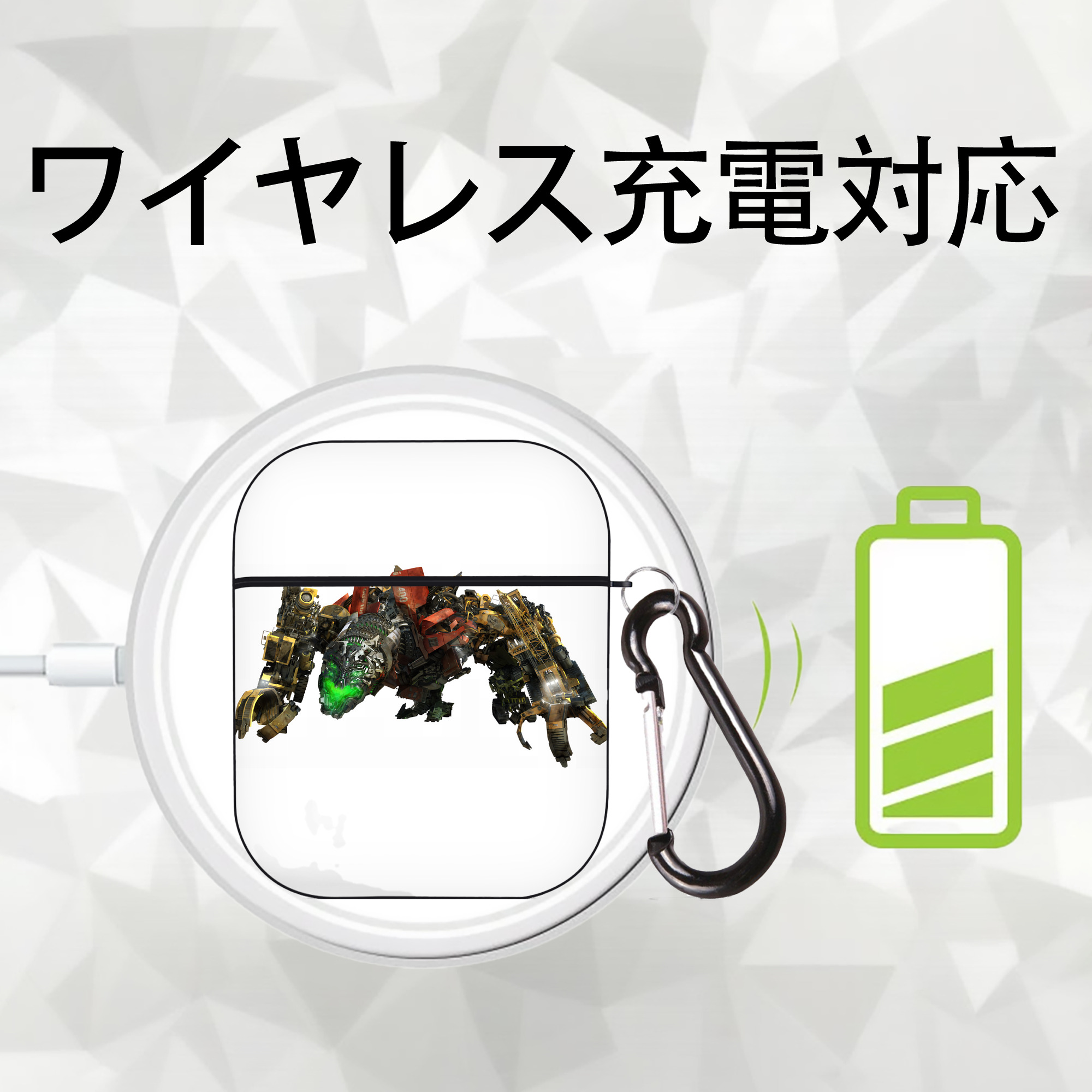 Transformers トランスフォーマー AirPods 第2世代保護ケース ハードシェル ブラック 耐衝撃・防指紋・カラビナ付き