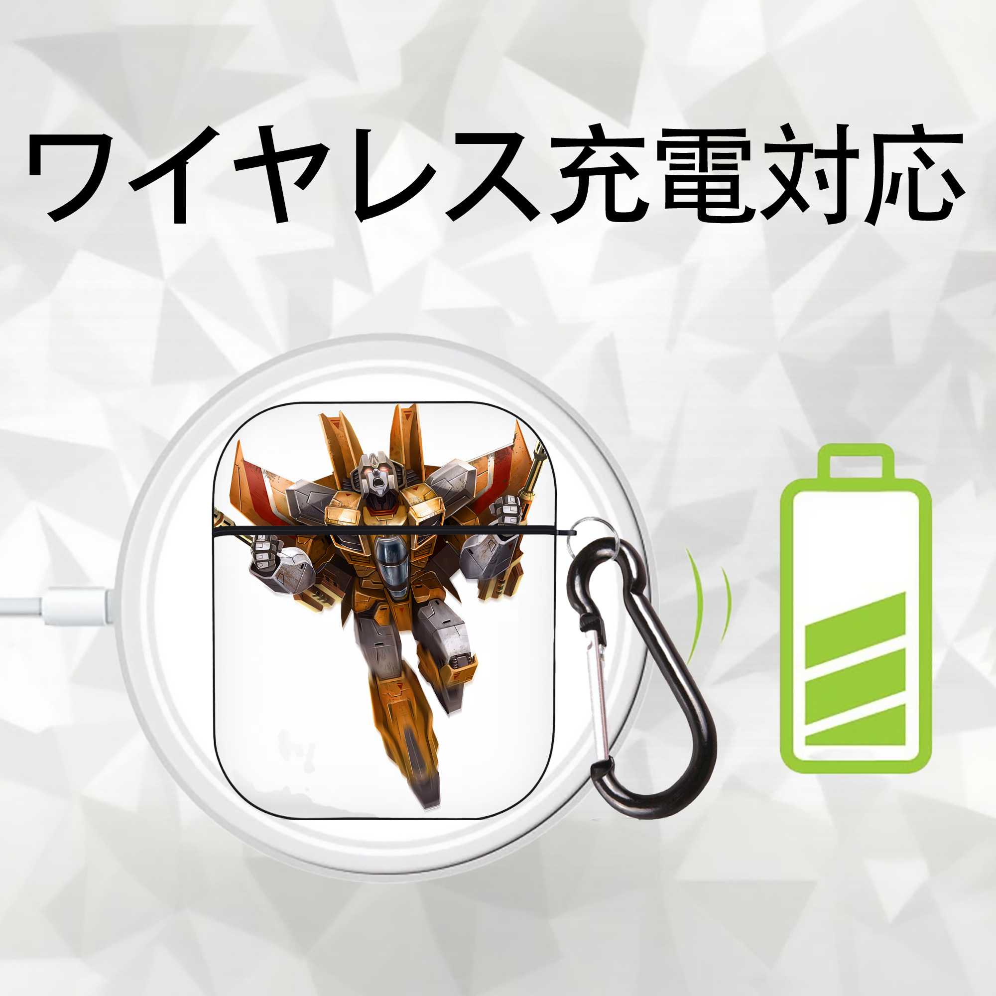 Transformers トランスフォーマー AirPods 第2世代保護ケース ハードシェル ブラック 耐衝撃・防指紋・カラビナ付き