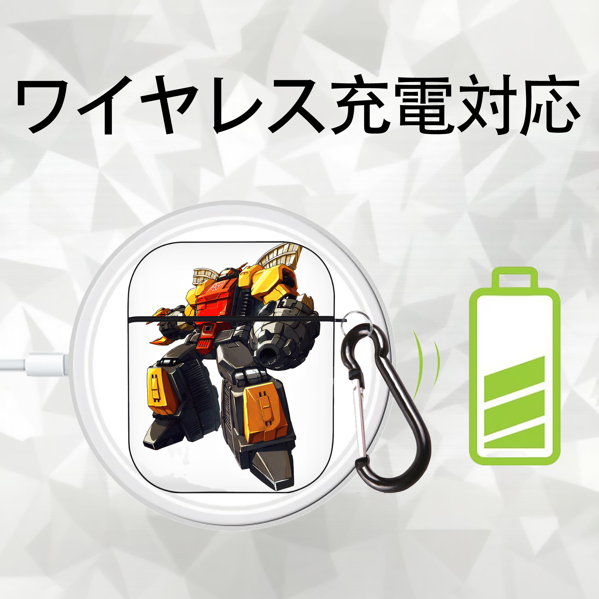 Transformers トランスフォーマー AirPods 第2世代保護ケース ハードシェル ブラック 耐衝撃・防指紋・カラビナ付き
