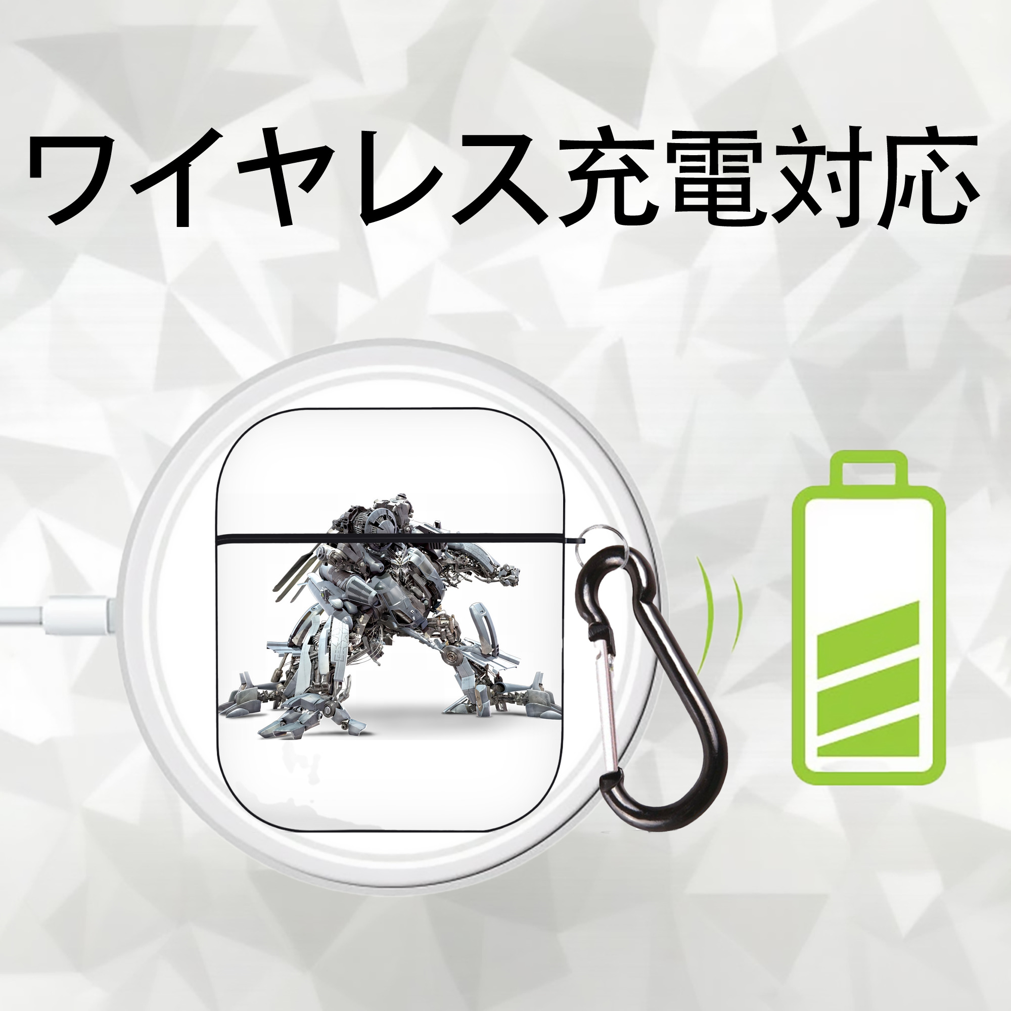 Transformers トランスフォーマー AirPods 第2世代保護ケース ハードシェル ブラック 耐衝撃・防指紋・カラビナ付き